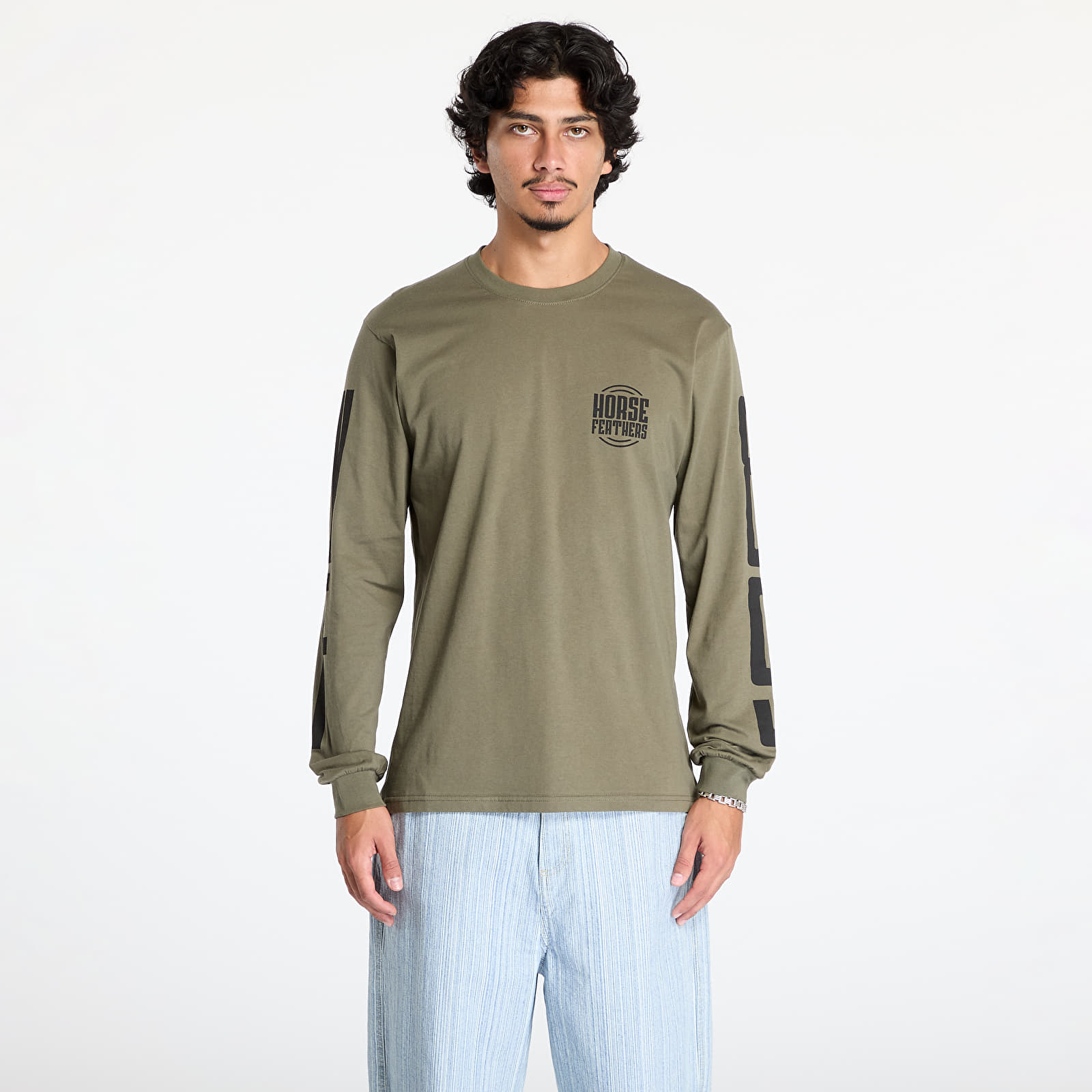Meeste T-särgid Horsefeathers Tall Typo Long Sleeve T-Shirt Burnt Olive