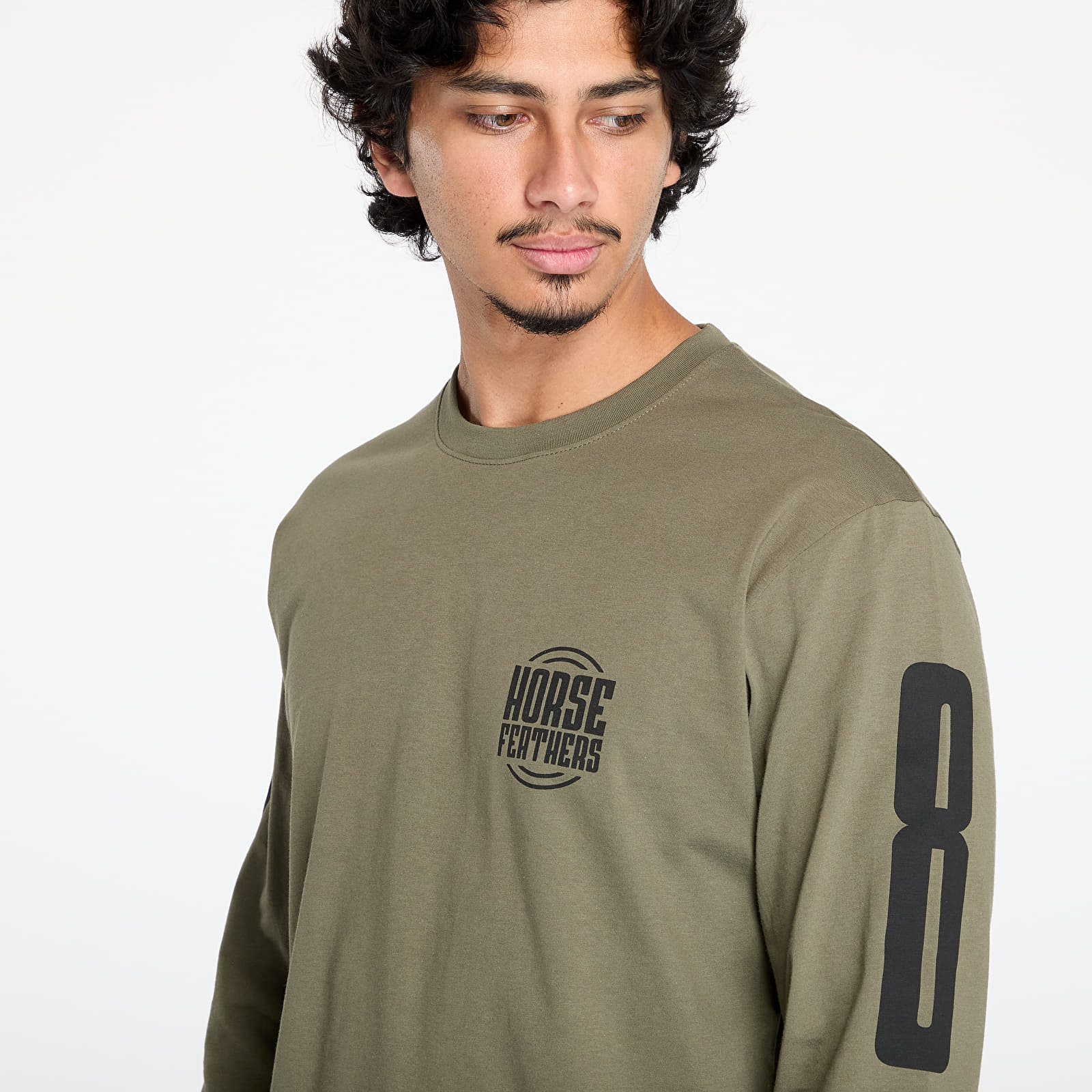 Meeste T-särgid Horsefeathers Tall Typo Long Sleeve T-Shirt Burnt Olive