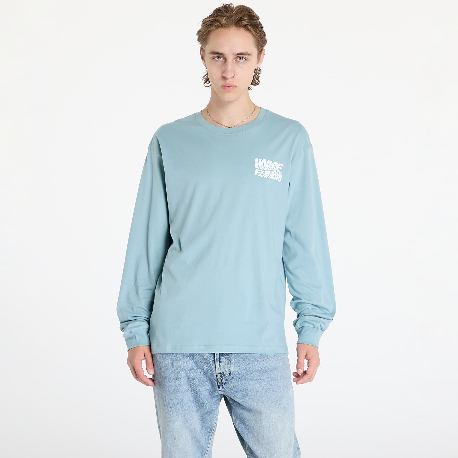 T-shirts hommes Horsefeathers Distort Long Sleeve T-Shirt Blue Haze