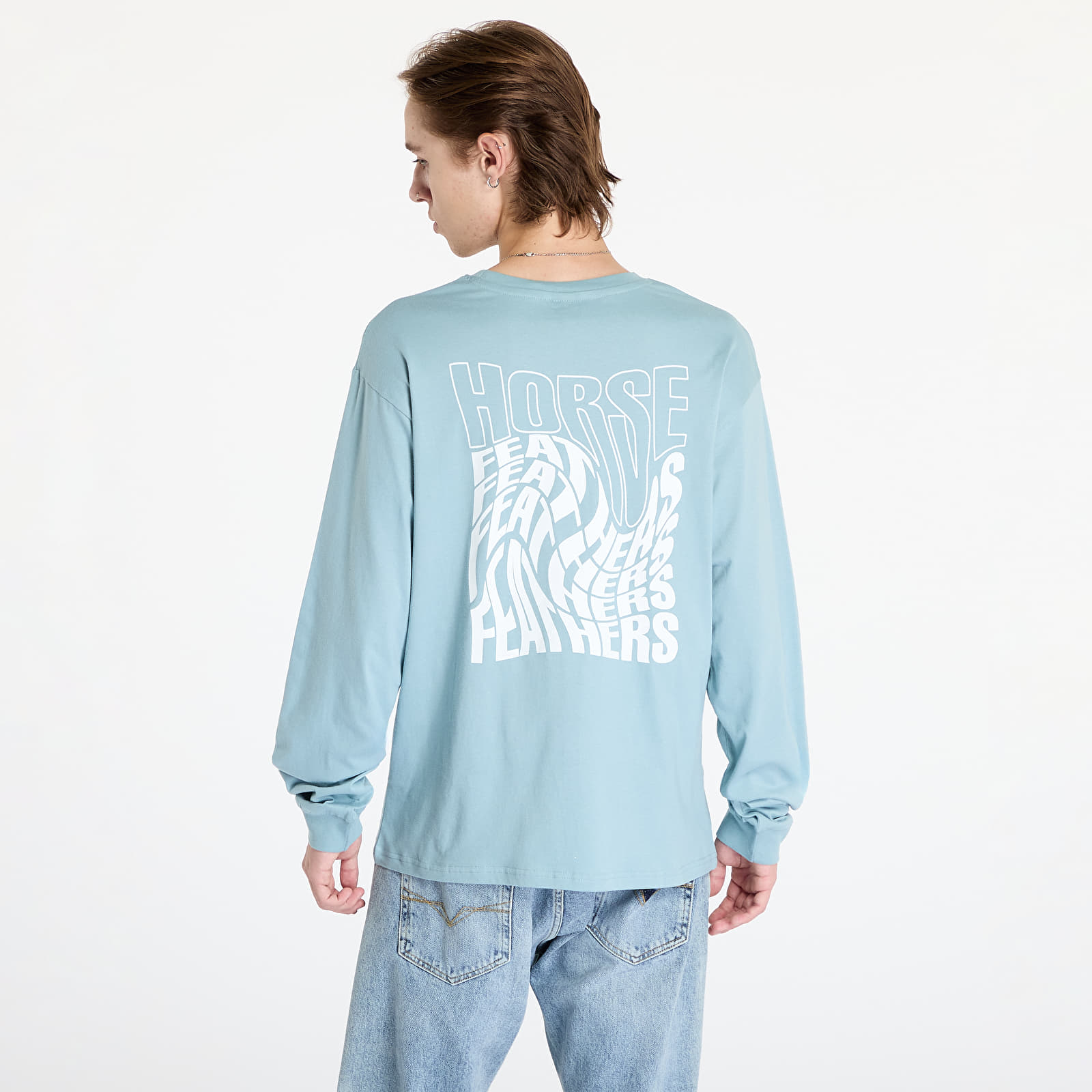 T-shirts hommes Horsefeathers Distort Long Sleeve T-Shirt Blue Haze