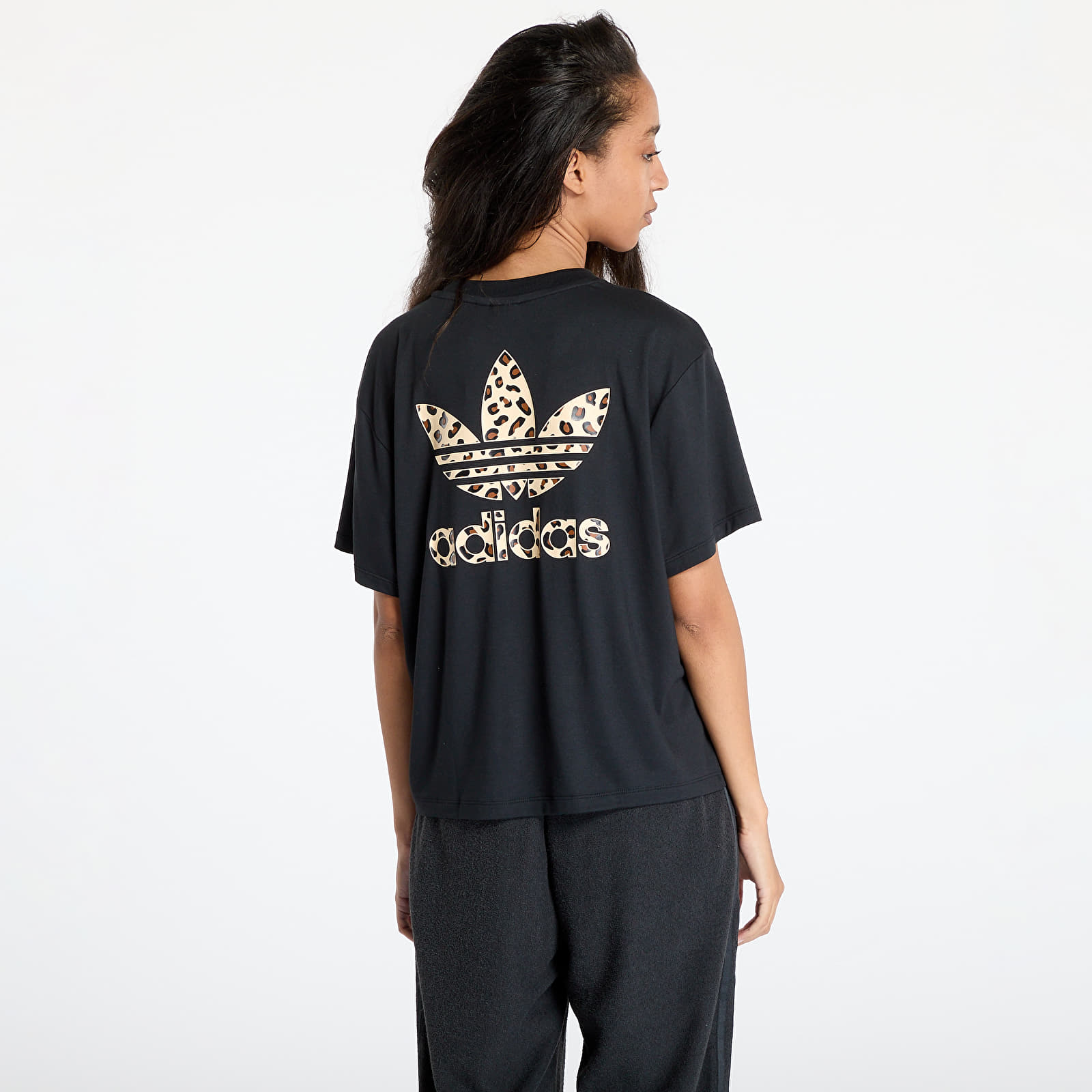 Naiste T-särgid adidas Leopard Trefoil Infill Tee Black