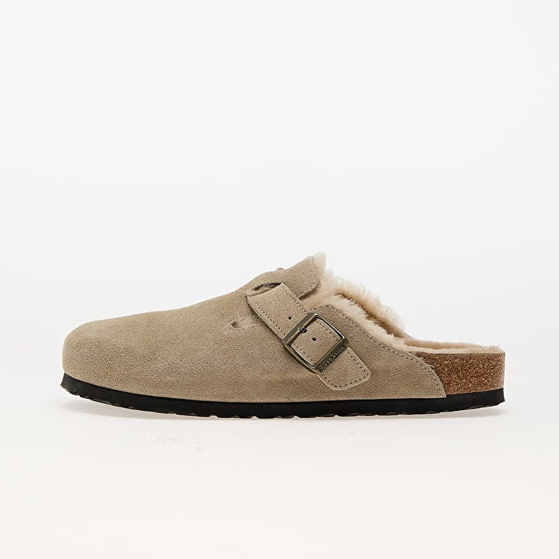 Birkenstock Boston Shearling Suede Leather/Fur Taupe