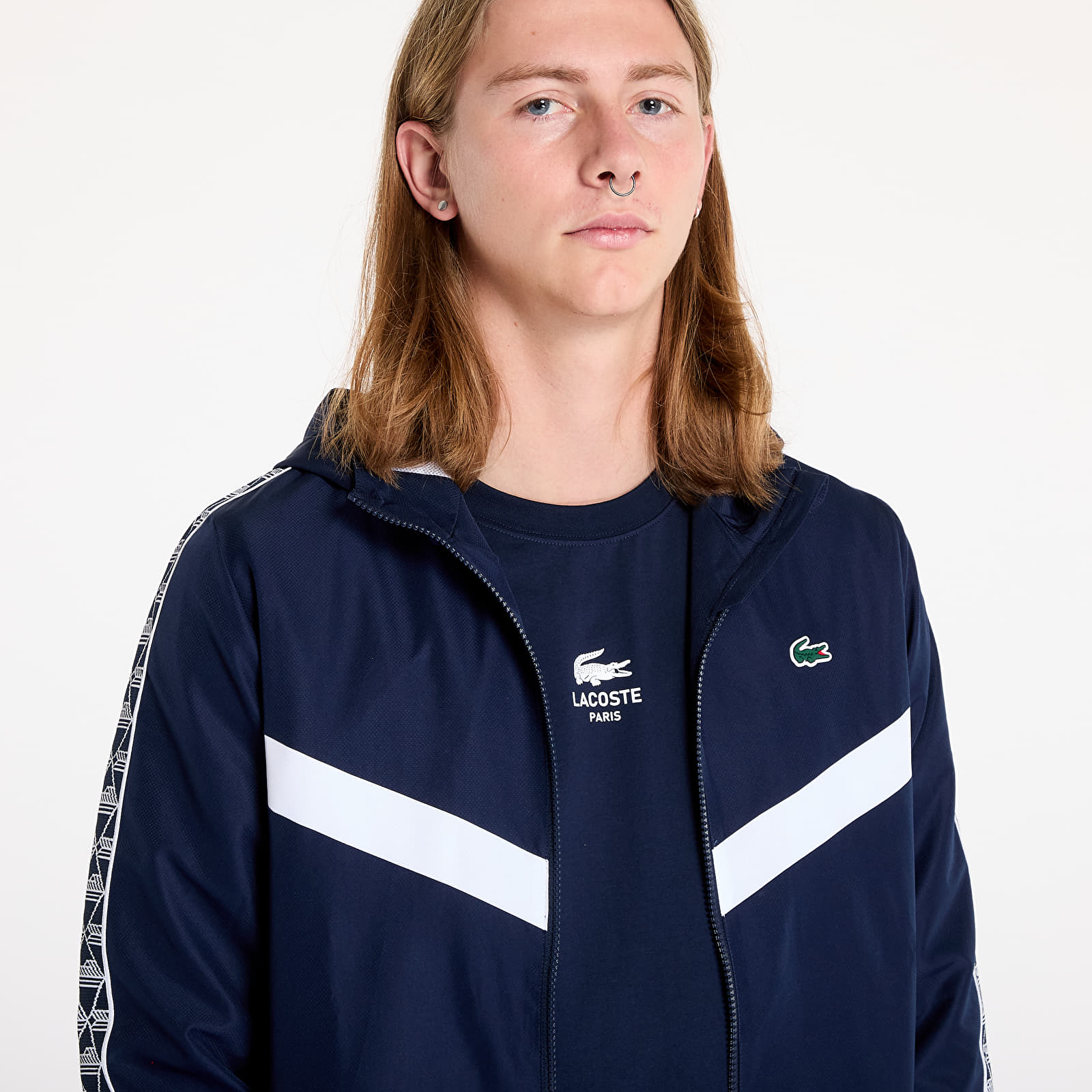 Jacken LACOSTE Tennis Monogram Track Jacket Navy Blue/ White