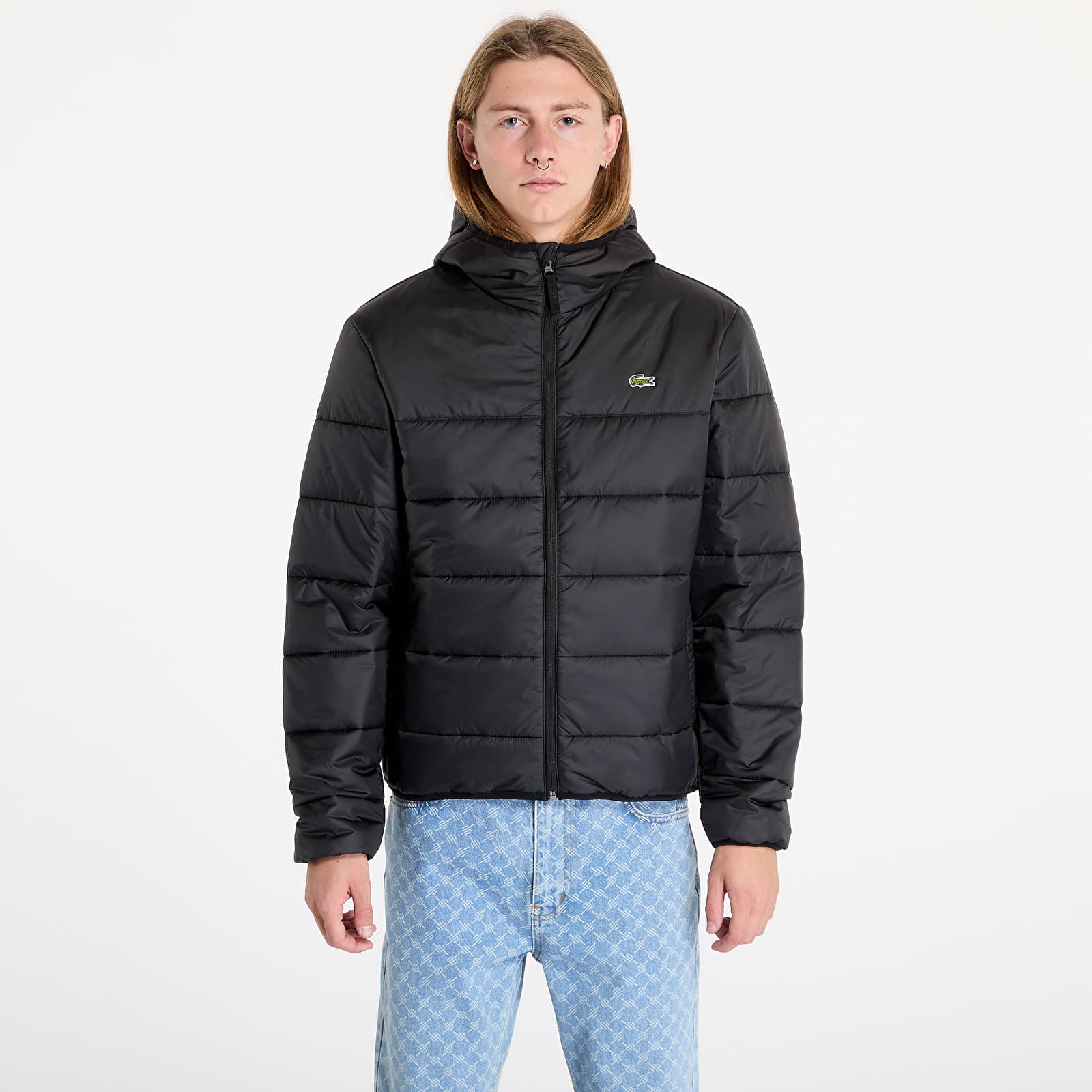 Moške jakne LACOSTE Men's Water-Repellent Quilted Puffer Jacket Black/ Black