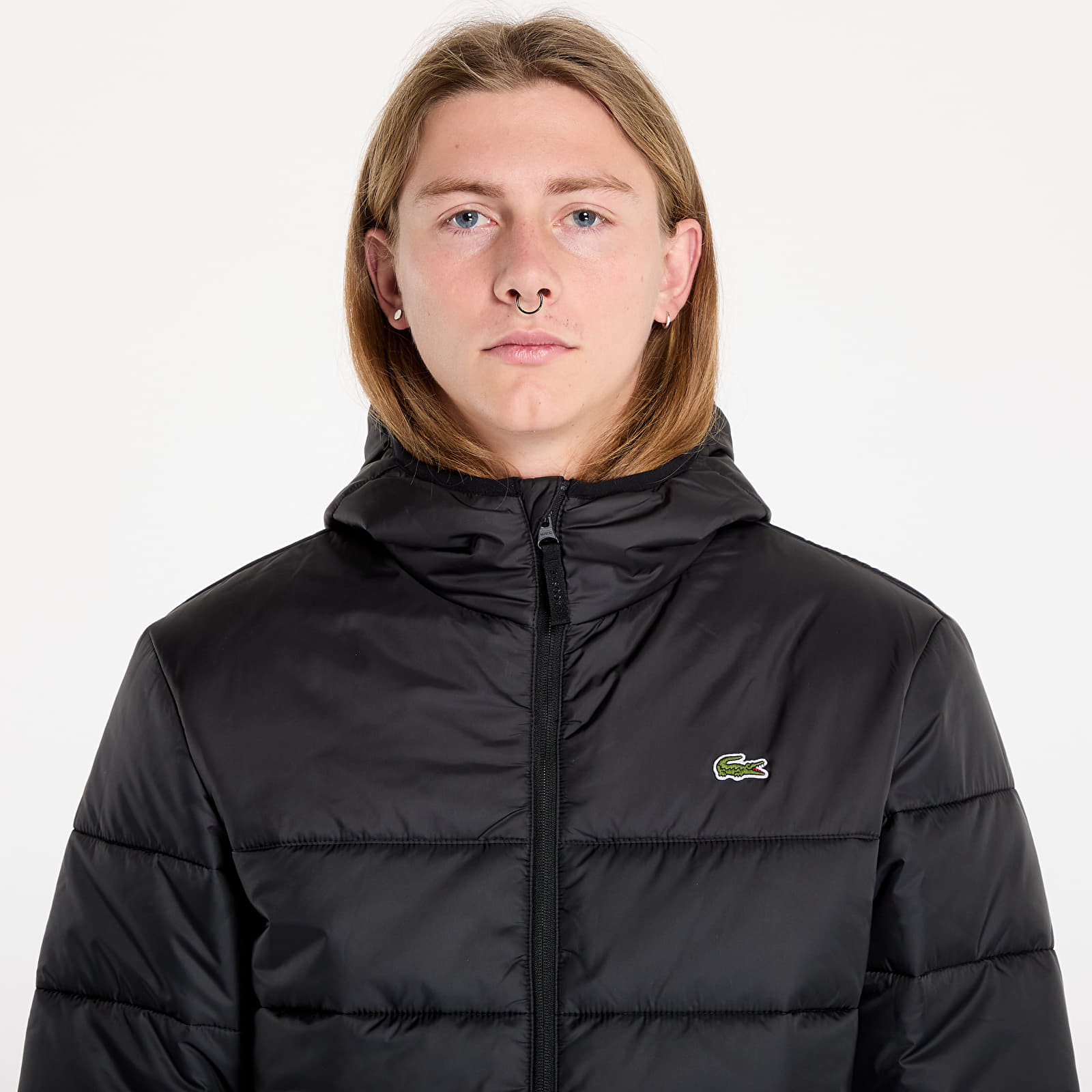 Moške jakne LACOSTE Men's Water-Repellent Quilted Puffer Jacket Black/ Black
