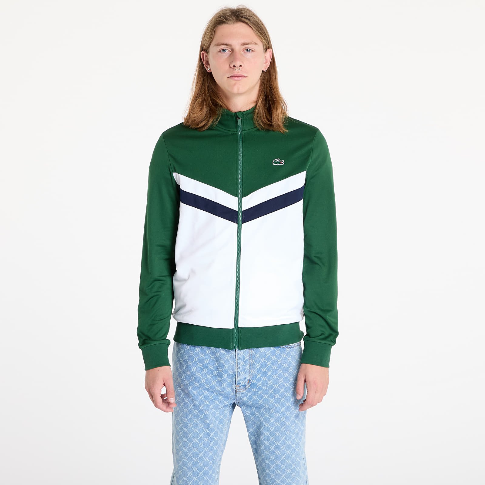 Mikine LACOSTE Sweatshirts Green/ White-Navy Blue