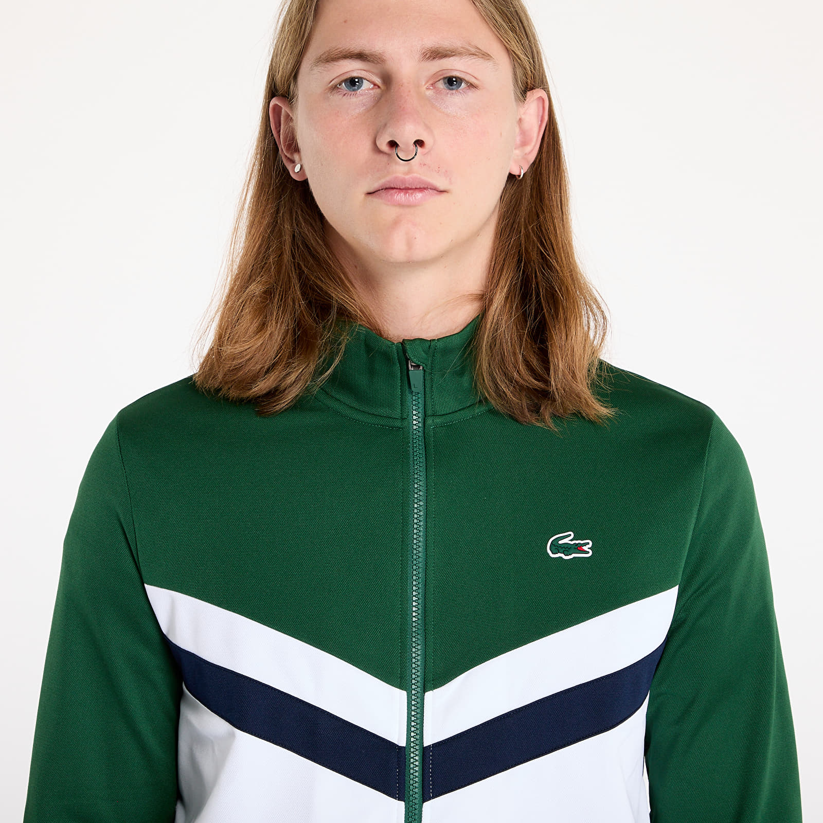 Mikine LACOSTE Sweatshirts Green/ White-Navy Blue