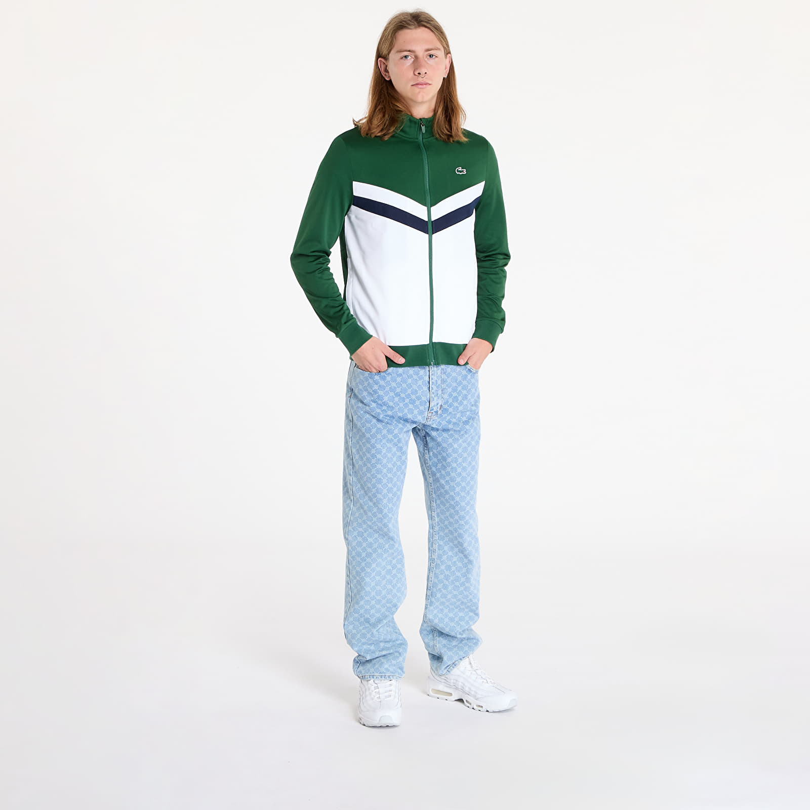 Mikine LACOSTE Sweatshirts Green/ White-Navy Blue