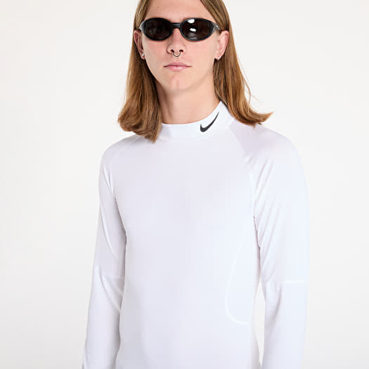 Men s T shirts Nike Pro Men s Dri FIT Fitness Mock Neck Long Sleeve Top White Black Queens