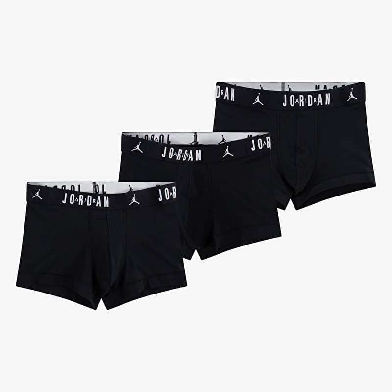 Boxershorts Jordan Mens Flight Cotton 3-Pack Trunk Black