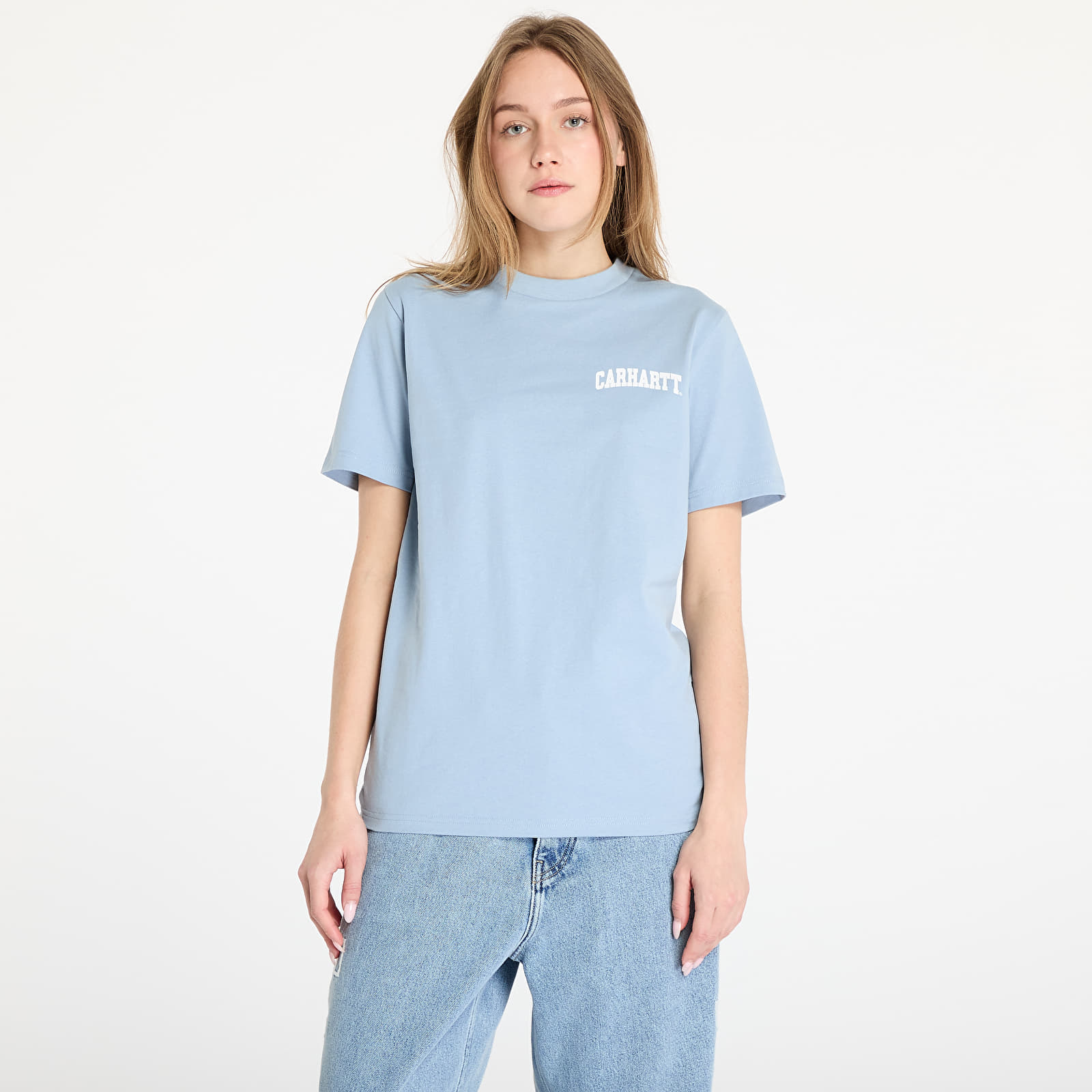 Men's T-shirts Carhartt WIP University Script Short Sleeve T-Shirt UNISEX Dusty Ice/ White