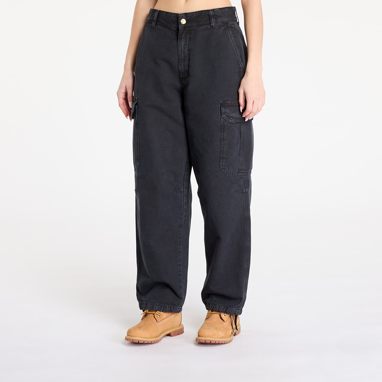 Broeken Carhartt WIP Stanton Cargo Pant UNISEX Black Stone Dyed XS