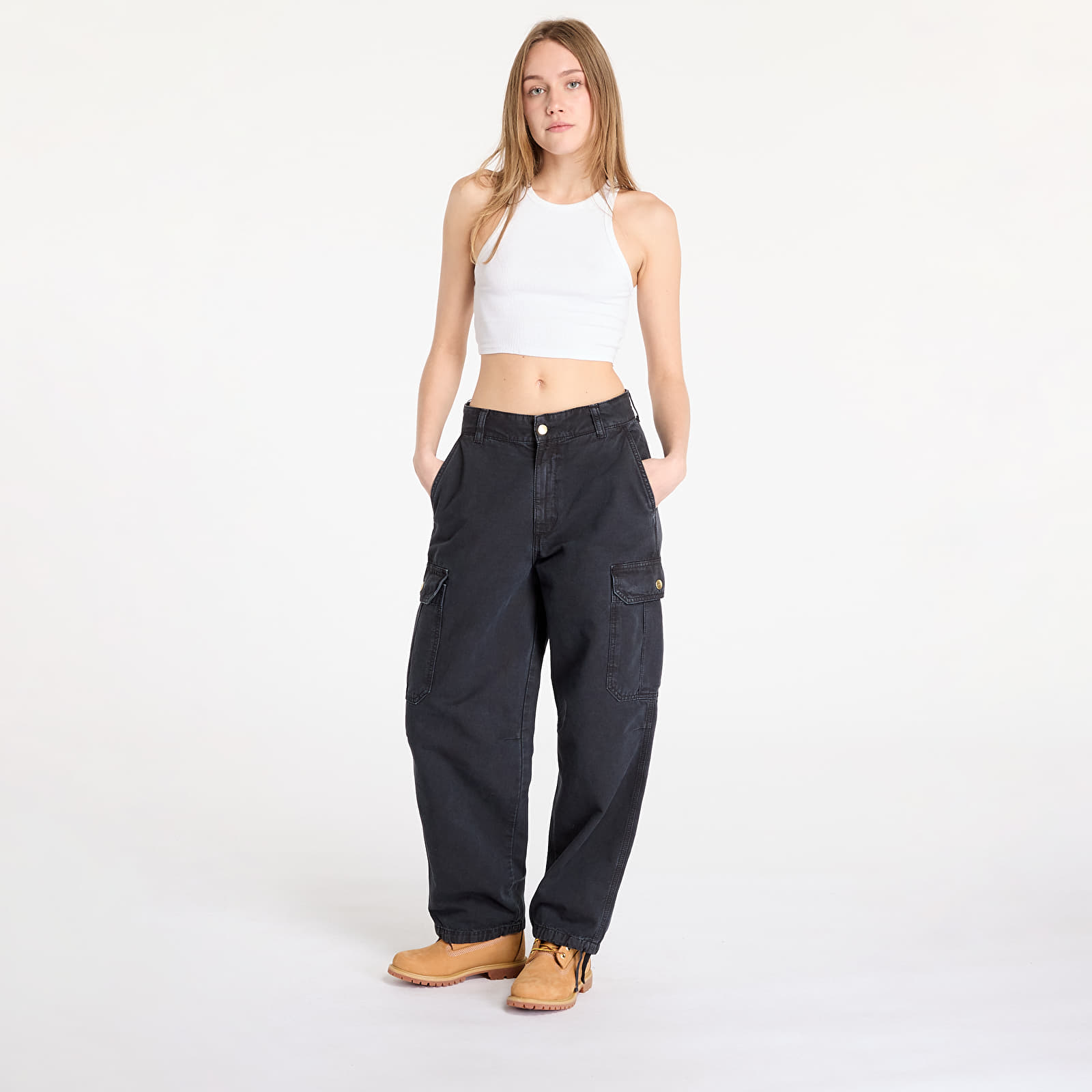 Meeste püksid Carhartt WIP Stanton Cargo Pant UNISEX Black Stone Dyed