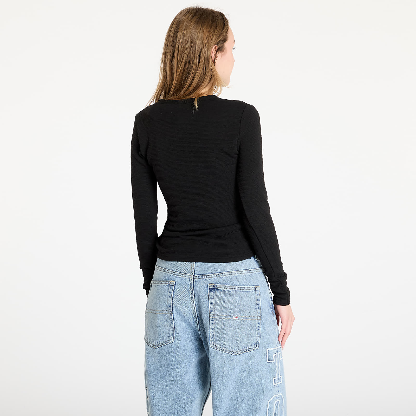 Ženske majice Daily Paper Denise Button Long Sleeve T-Shirt Black