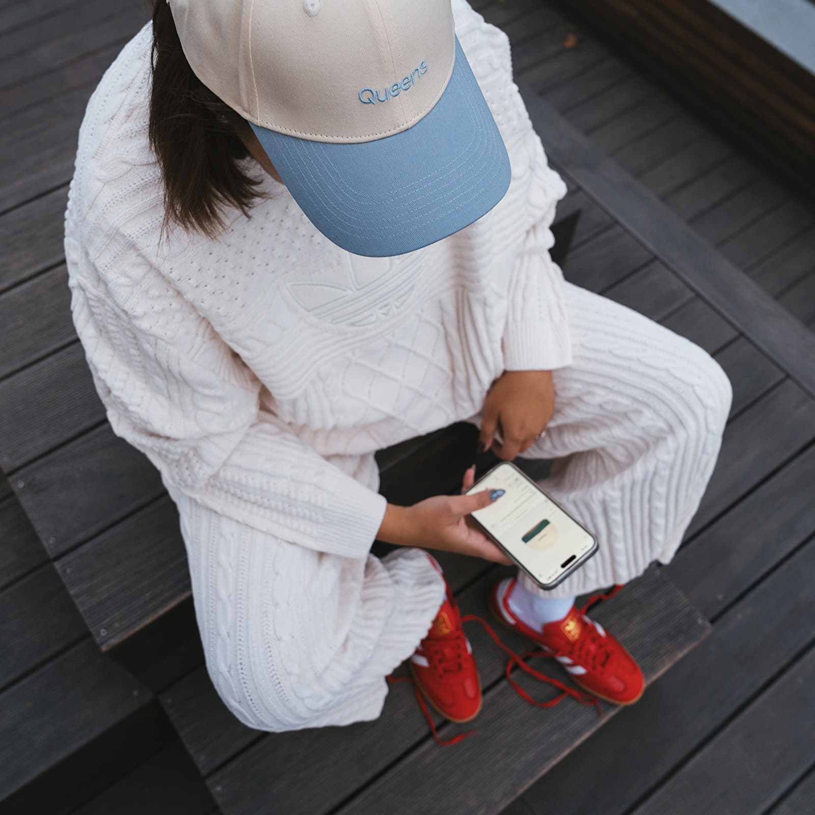 Hætter Queens Essential Two Color Cap Natural/ Baby Blue