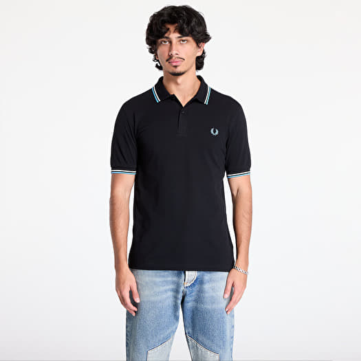 Tricou FRED PERRY The Twin Tipped Shirt Black/ Ecru/ Soft blue