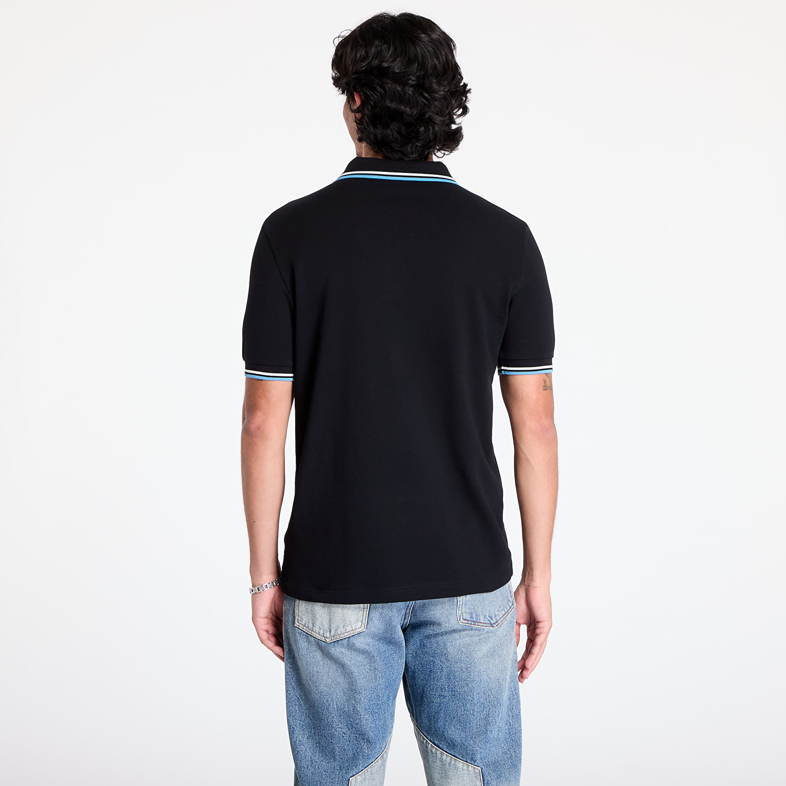 Ανδρικά μπλουζάκια FRED PERRY The Twin Tipped Shirt Black/ Ecru/ Soft blue