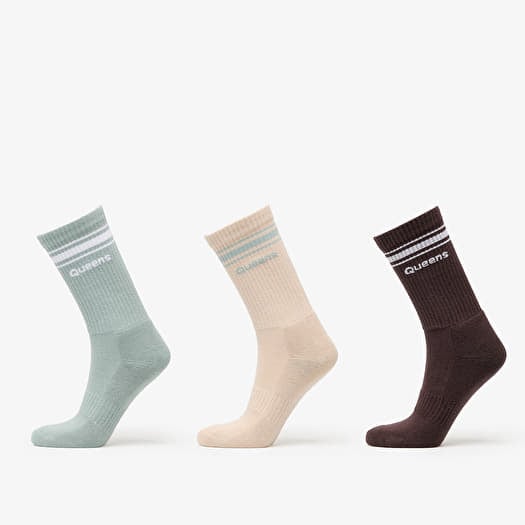 Queens Essential Basic Crew Socks 3-Pack Oat/ Sage/ Mauve