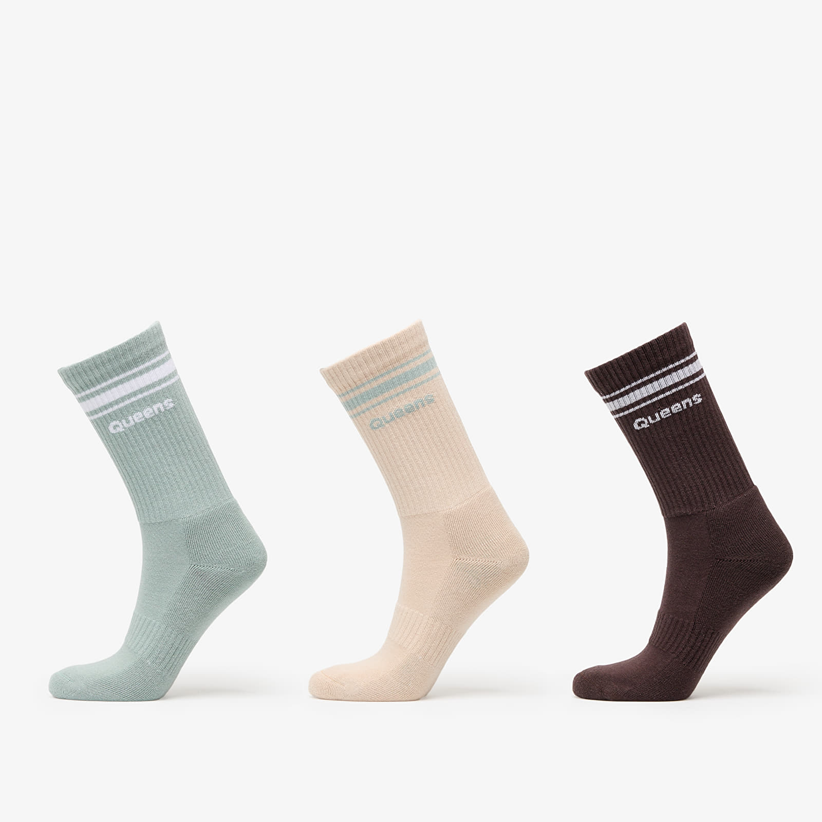 Nogavice  Queens Essential Basic Crew Socks 3-Pack Oat/ Sage/ Mauve