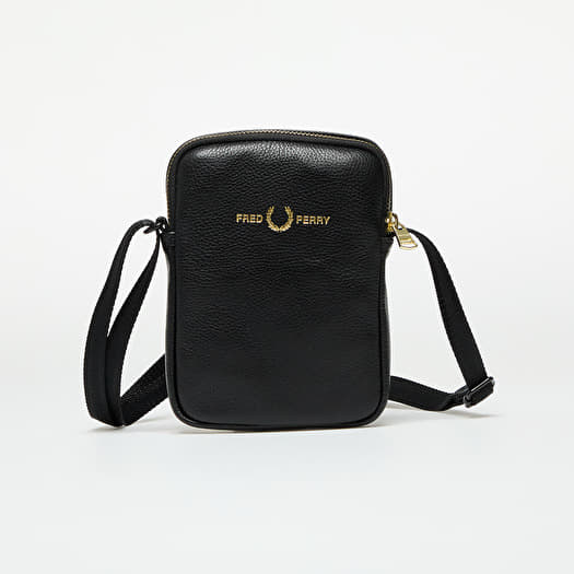 Τσάντα μέσης FRED PERRY Tumbled Leather Side Bag Black