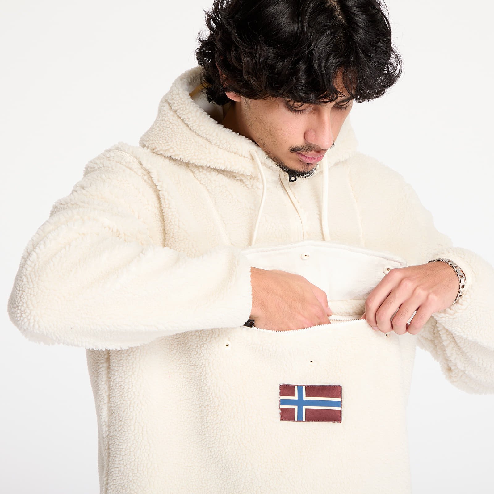 Herren-Sweatshirts Napapijri T-Burgee Curly Hoodie Beige Dimity