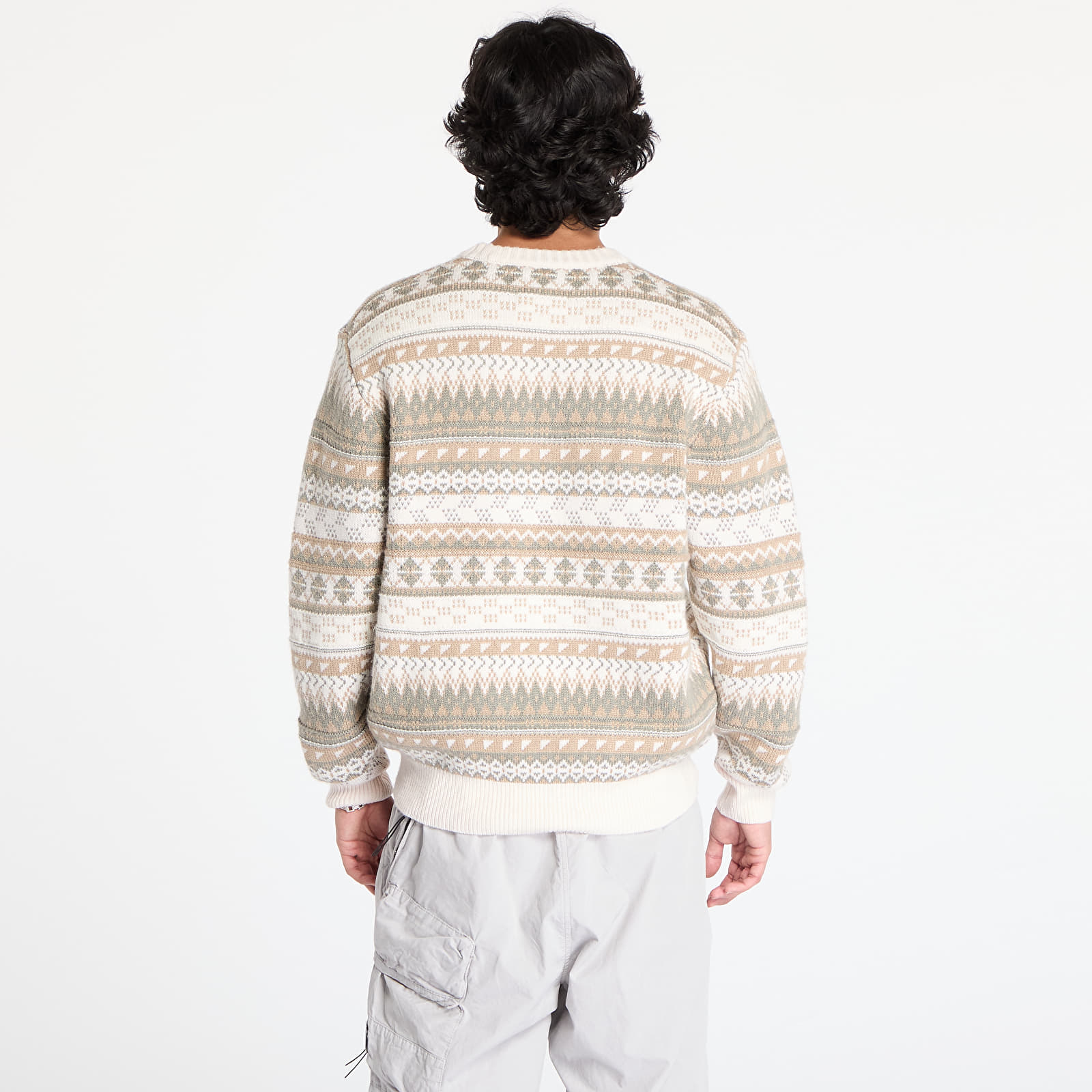 Pulóverek Nike Life Fair Isle Swoosh Sweater Light Orewood Brown/ Sail/ Khaki