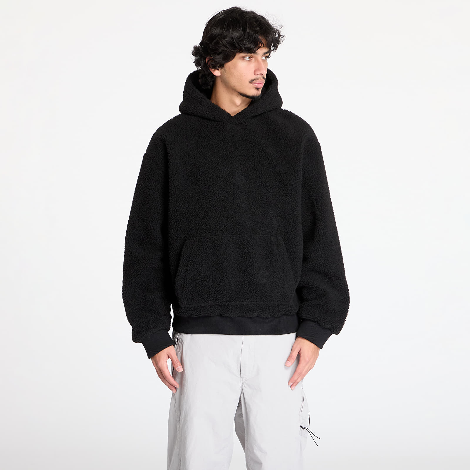 Herren-Sweatshirts Urban Classics Oversized Teddy Hoody Black