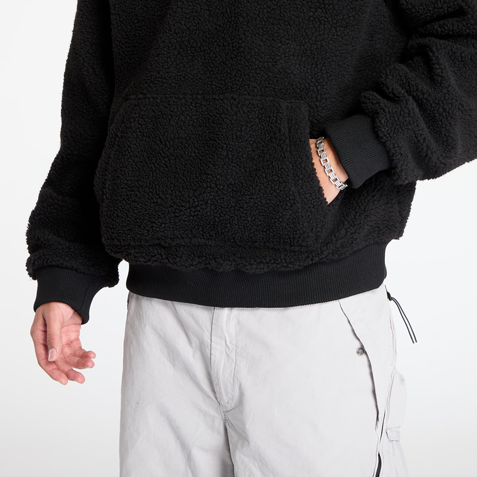 Herren-Sweatshirts Urban Classics Oversized Teddy Hoody Black