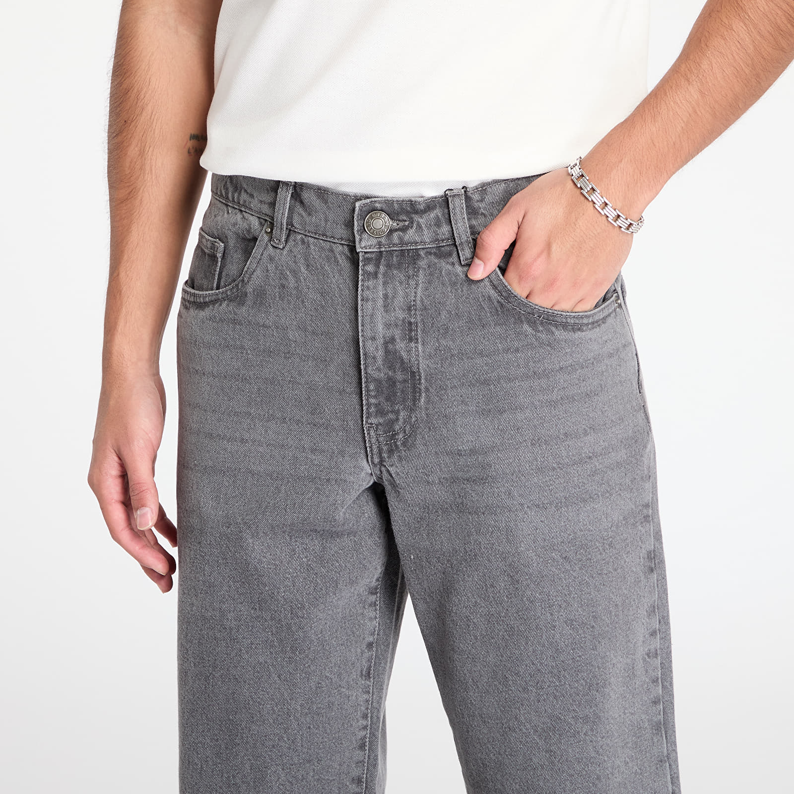 Jeansy Urban Classics Heavy Ounce Straight Fit Jeans New Grey Washed