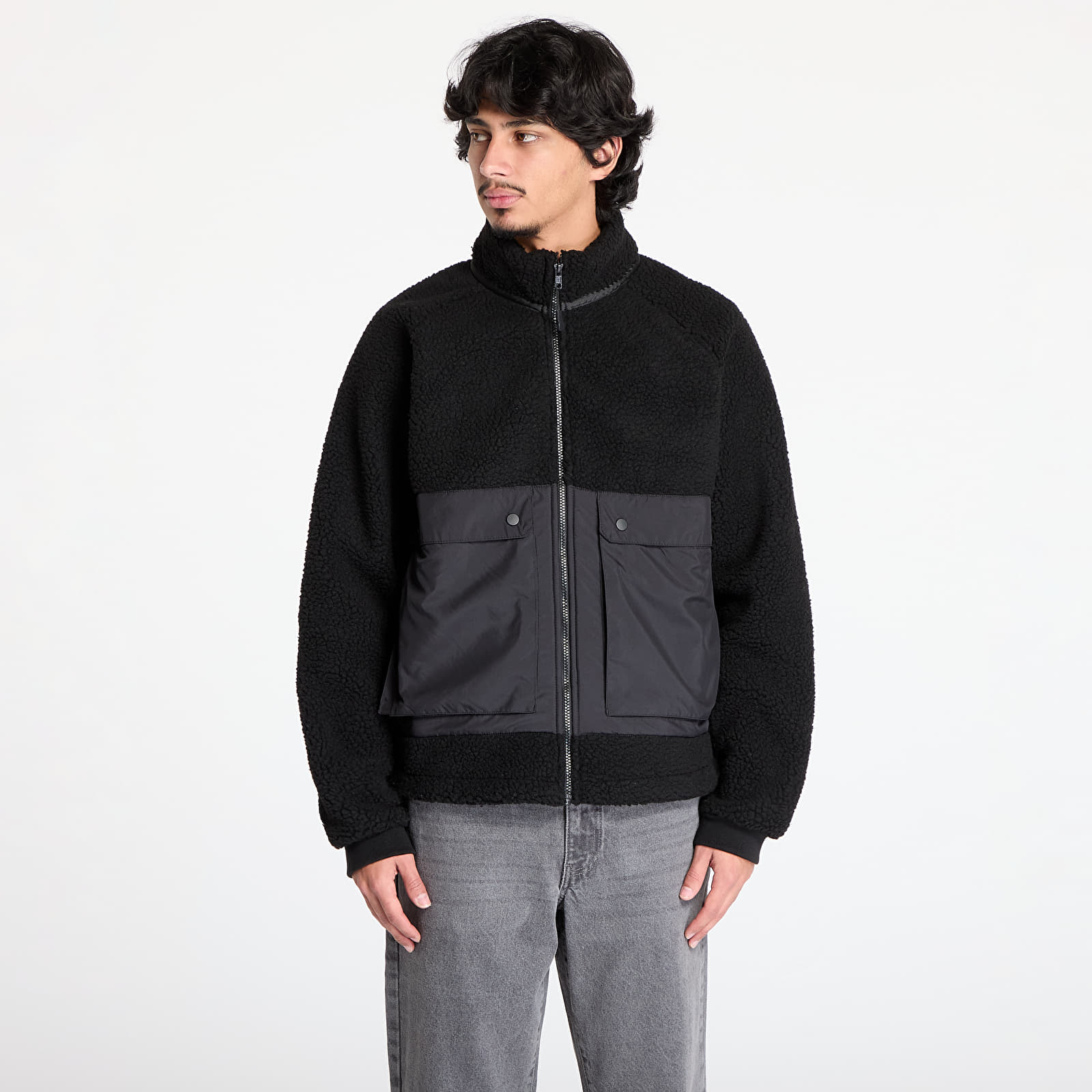 Men's jackets Urban Classics Short Raglan Sherpa Jacket Black