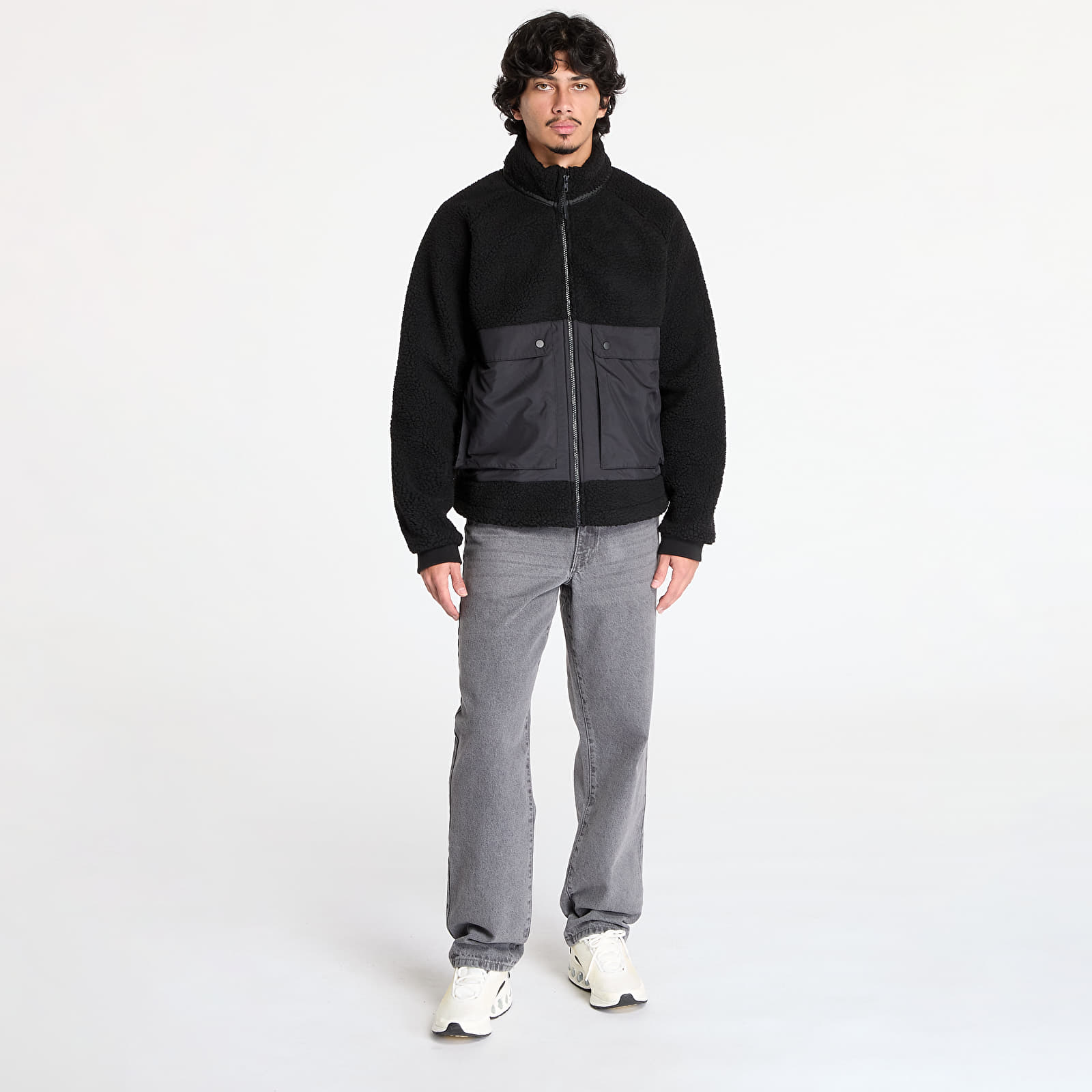 Herrenjacken Urban Classics Short Raglan Sherpa Jacket Black