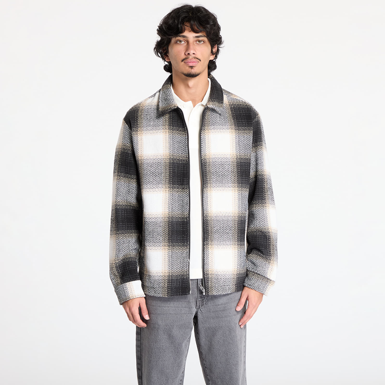 Giacca Urban Classics Zipped Shirt Jacket Wet Sand/ Black L