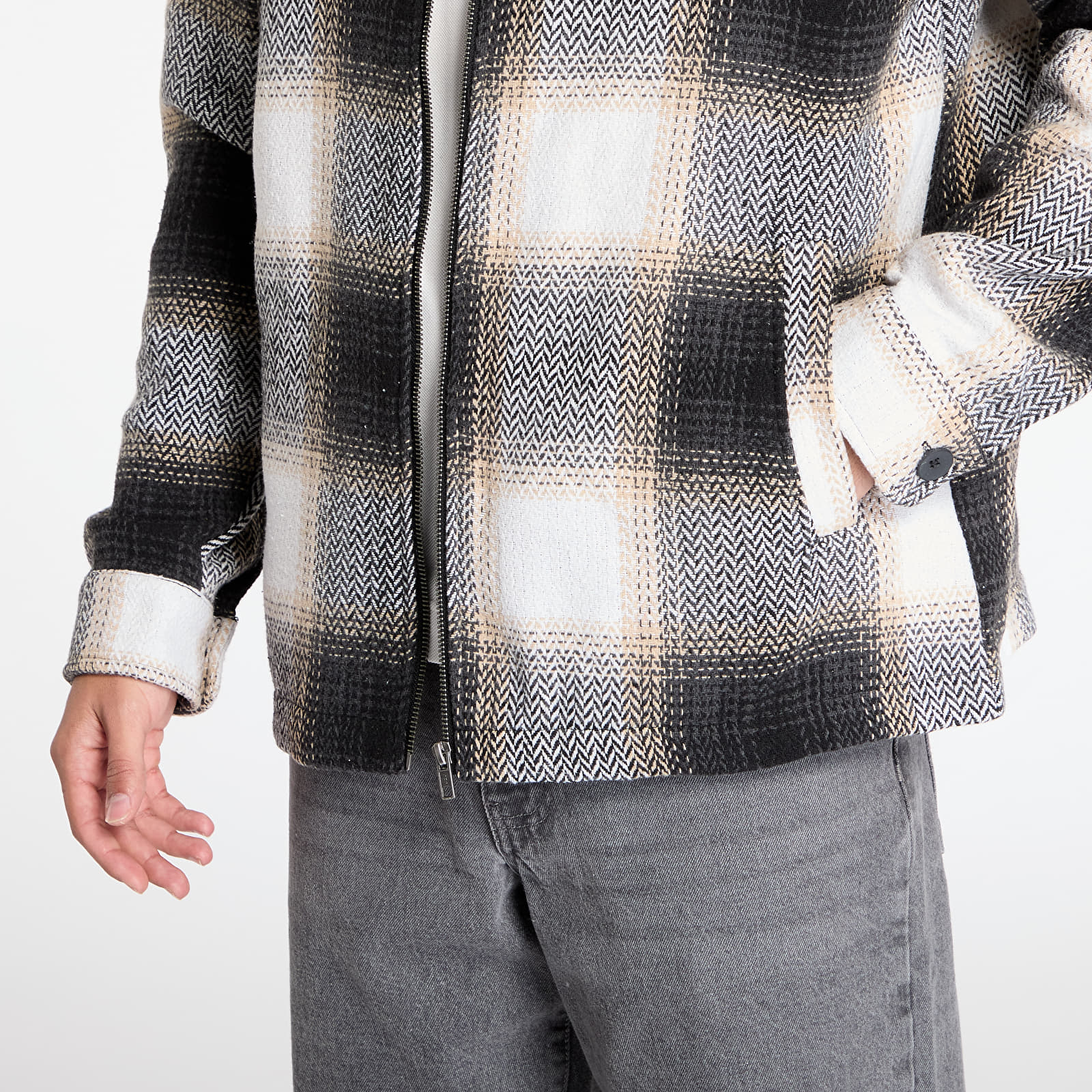 Meeste jakid Urban Classics Zipped Shirt Jacket Wet Sand/ Black
