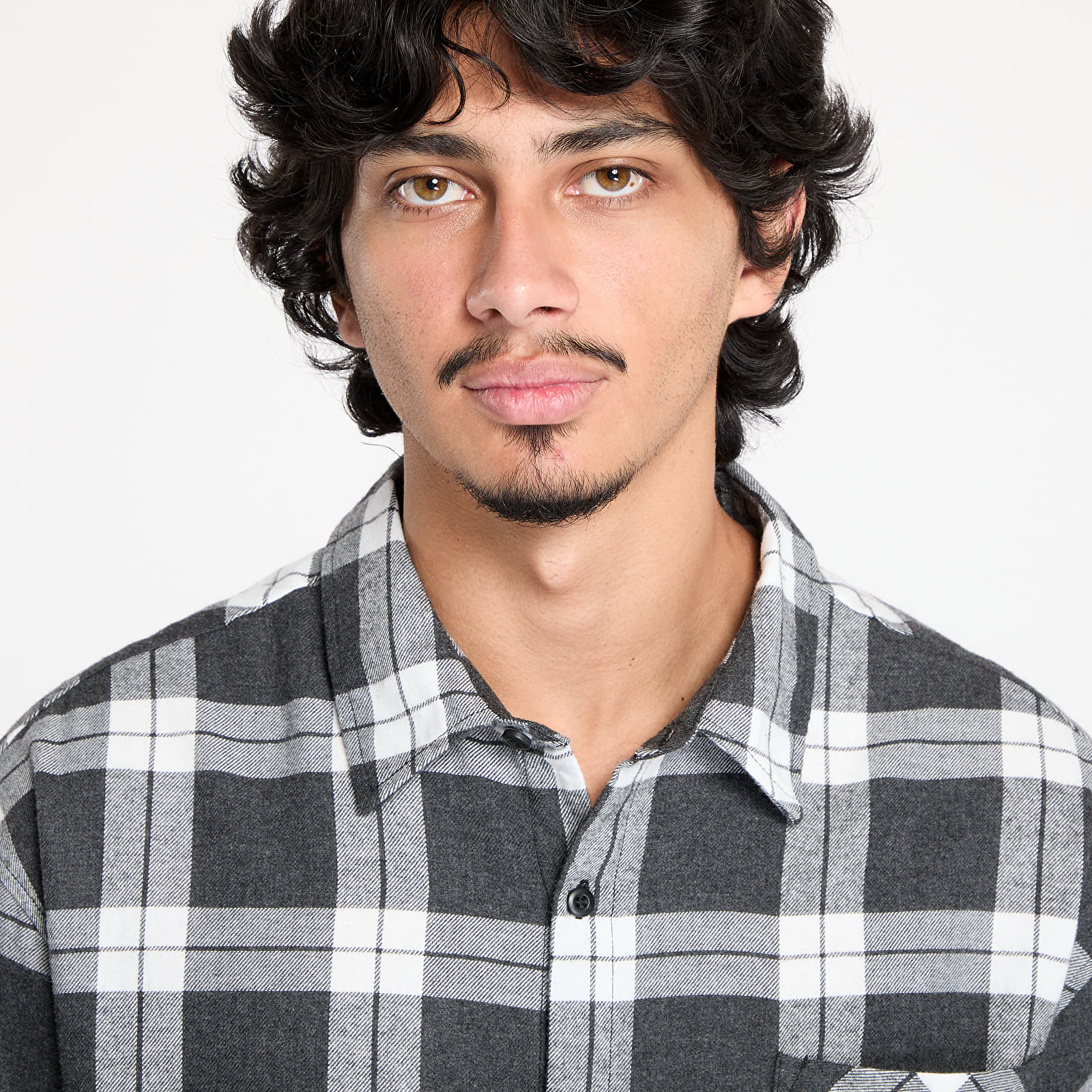 Skjorter til mænd Urban Classics Boxy Dark Checked Shirt Grey/ White
