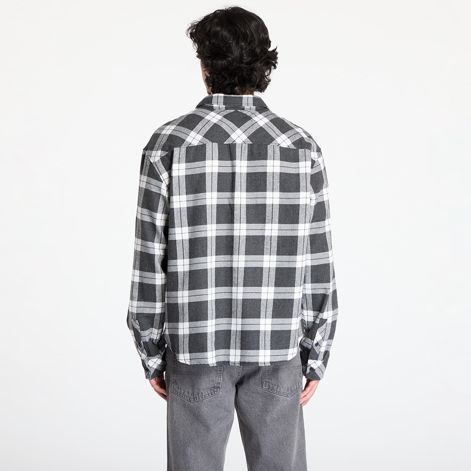 Skjorter til mænd Urban Classics Boxy Dark Checked Shirt Grey/ White