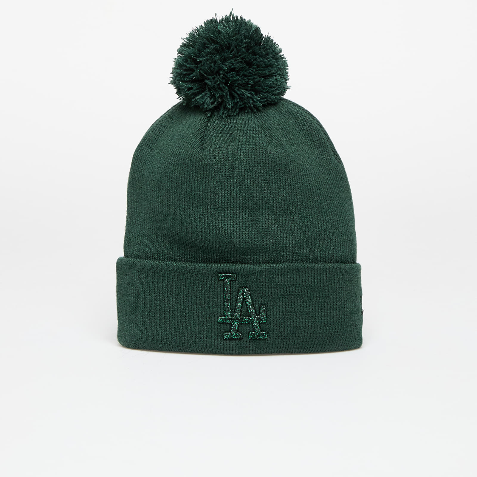 New Era Los Angeles Dodgers MLB Wmns Knit Medium Metallic Bobble Beanie Dark Green Universal