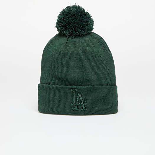 Hoed New Era Los Angeles Dodgers MLB Wmns Knit Medium Metallic Bobble Beanie Dark Green
