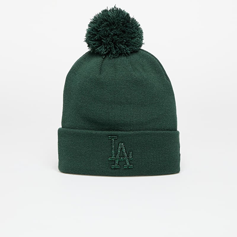 New Era Los Angeles Dodgers MLB Wmns Knit Medium Metallic Bobble Beanie Dark Green