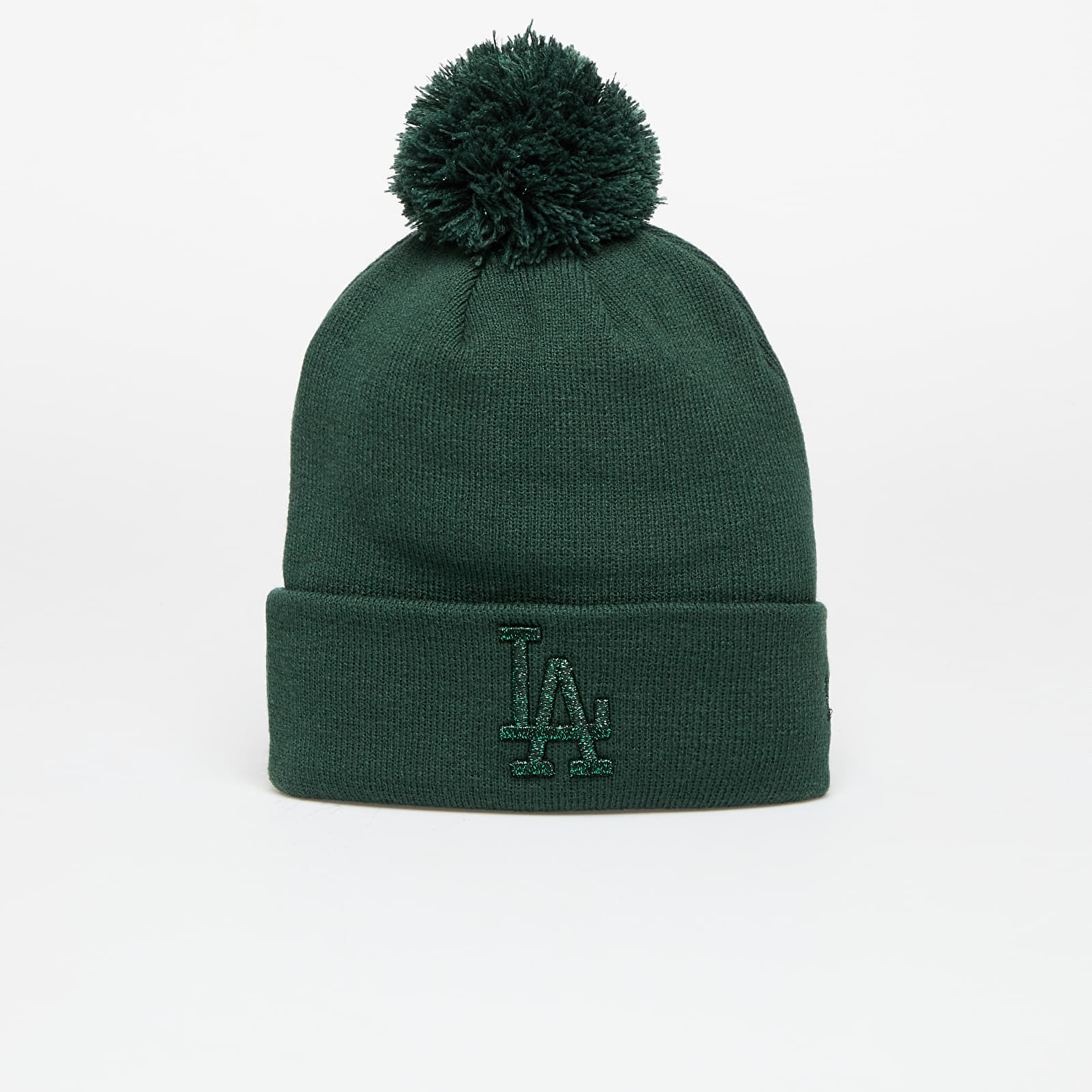 Sombreros New Era Los Angeles Dodgers MLB Wmns Knit Medium Metallic Bobble Beanie Dark Green