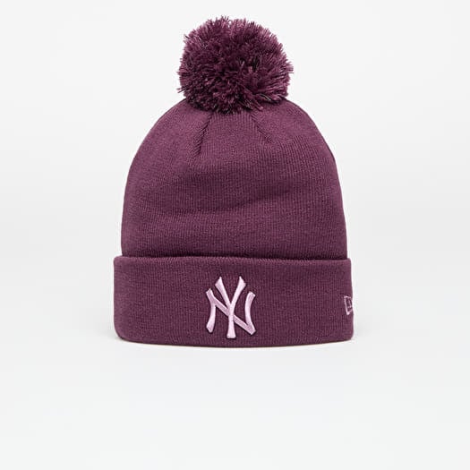 Hoed New Era New York Yankees MLB Wmns  Knit Medium Metallic Bobble Beanie Damson