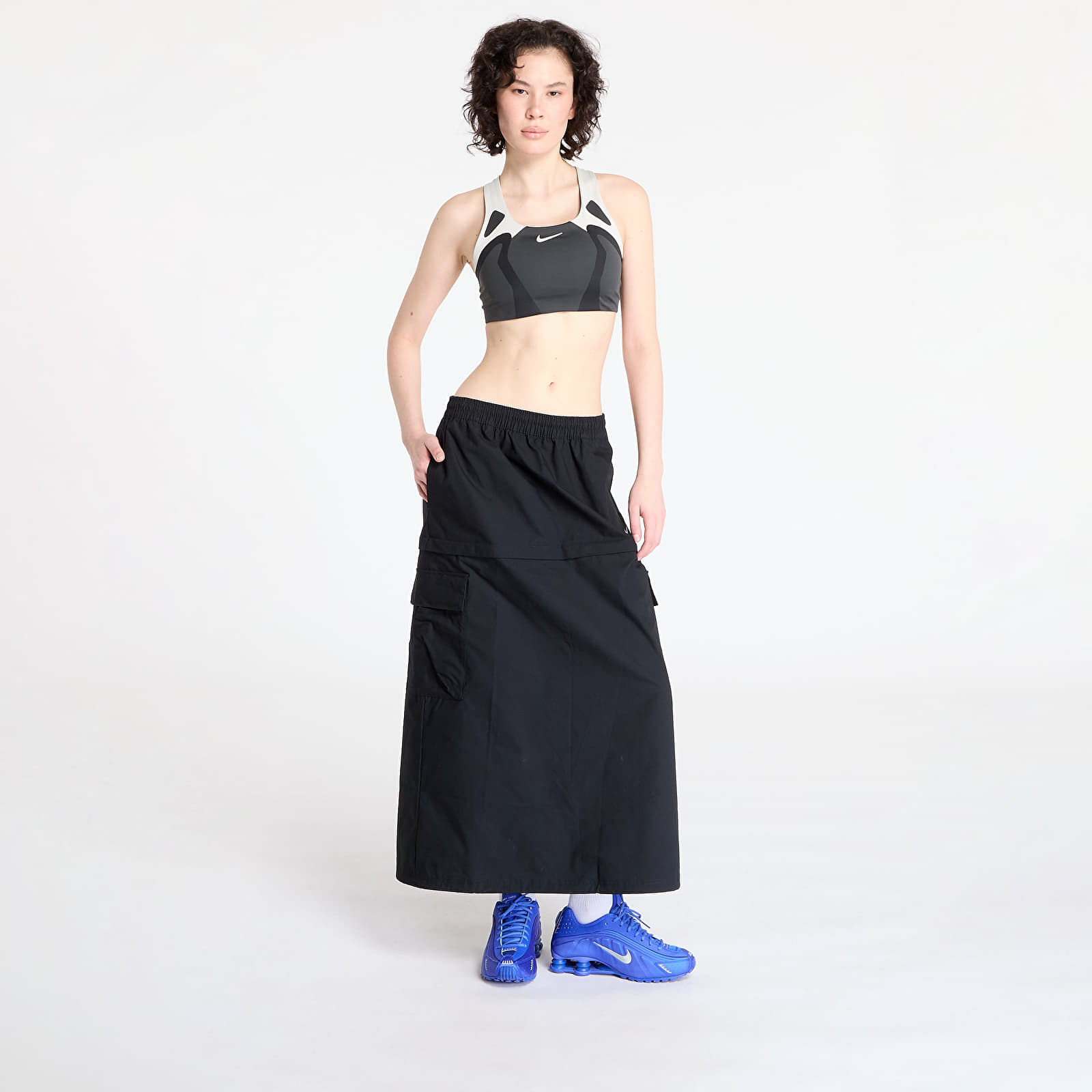 Faldas Nike Sportswear Essential Women's Mid-Rise Woven Cargo Midi Skirt Black/ White