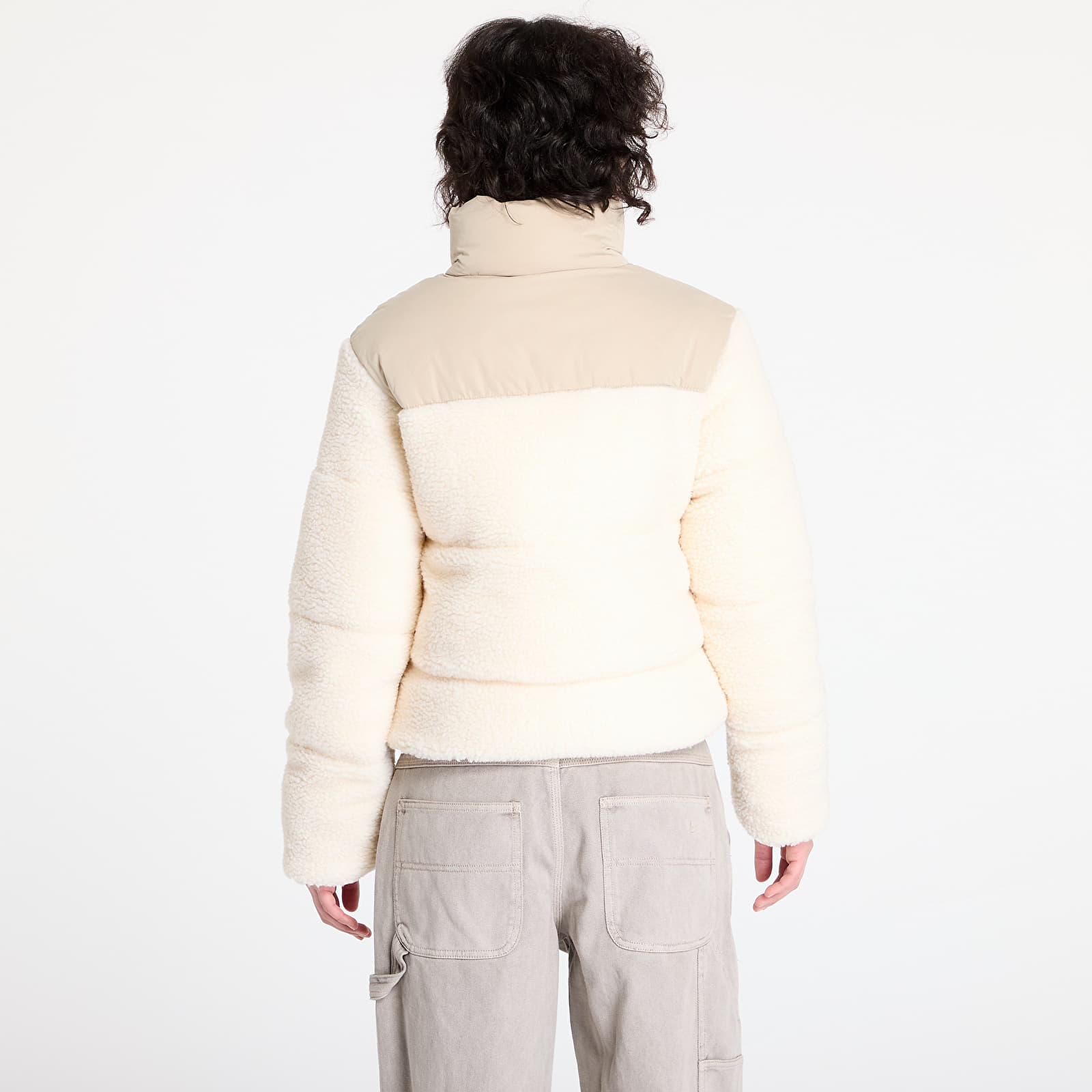 Naiste jakid Urban Classics Ladies Short Sherpa Mix Puffer Jacket Wet Sand/ Sand