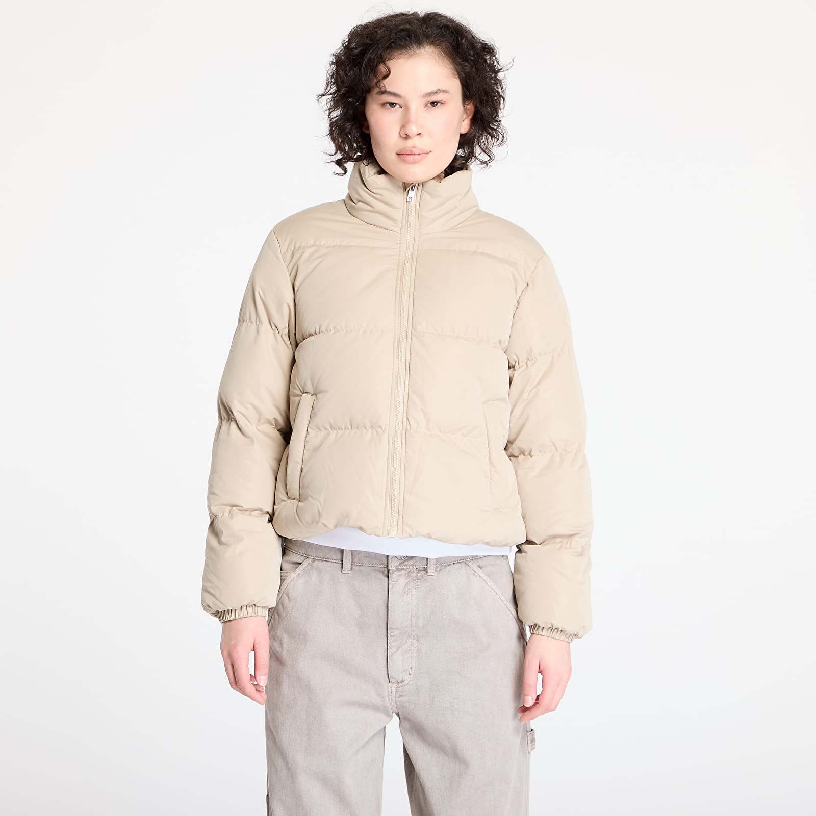 Jacken für Frauen Urban Classics Ladies Short Peached Puffer Jacket Wet Sand