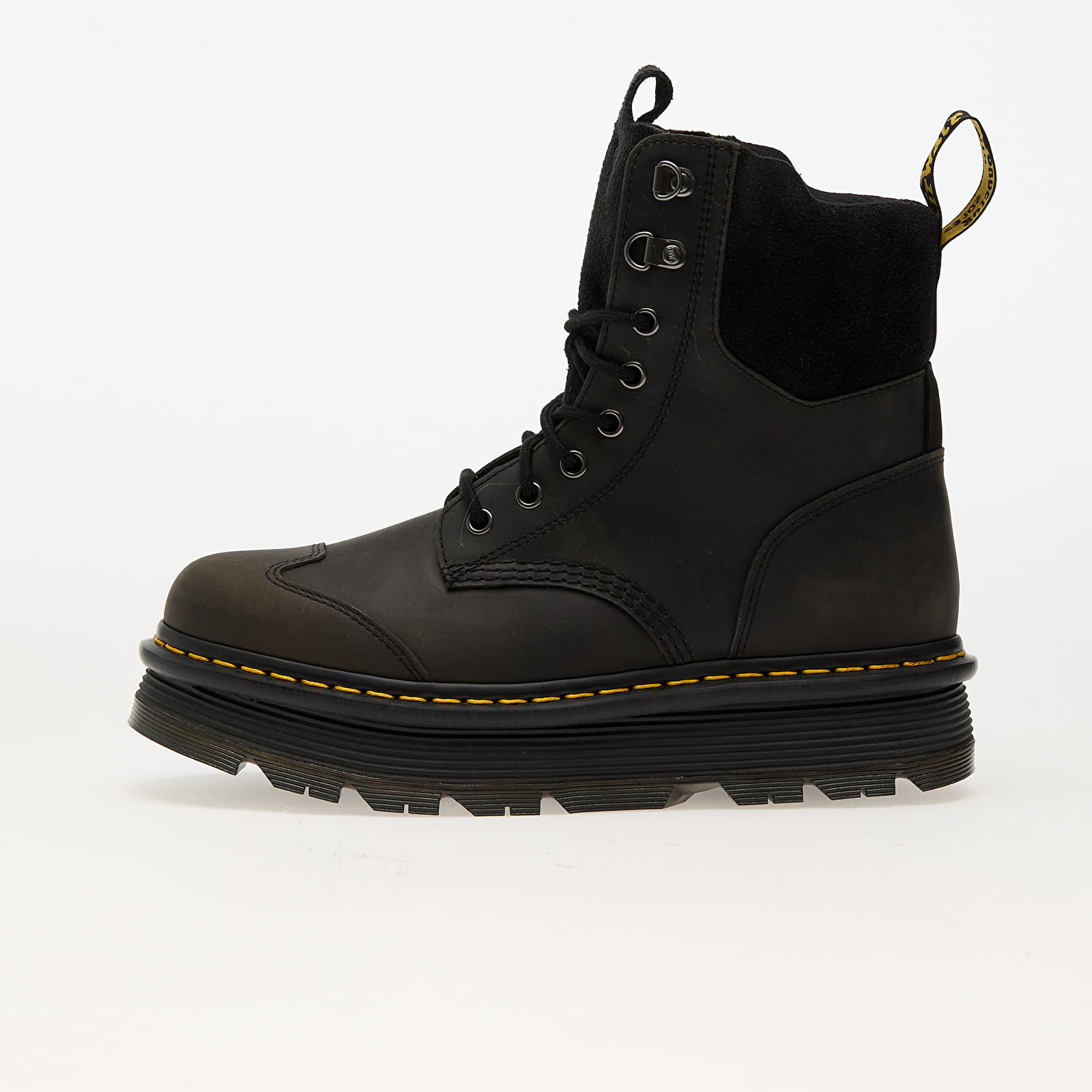 Pánské tenisky a boty Dr. Martens Zebzag 8 Tie Black E.H. Suede & Charcoal Grey Burnished Waxy Pull Up