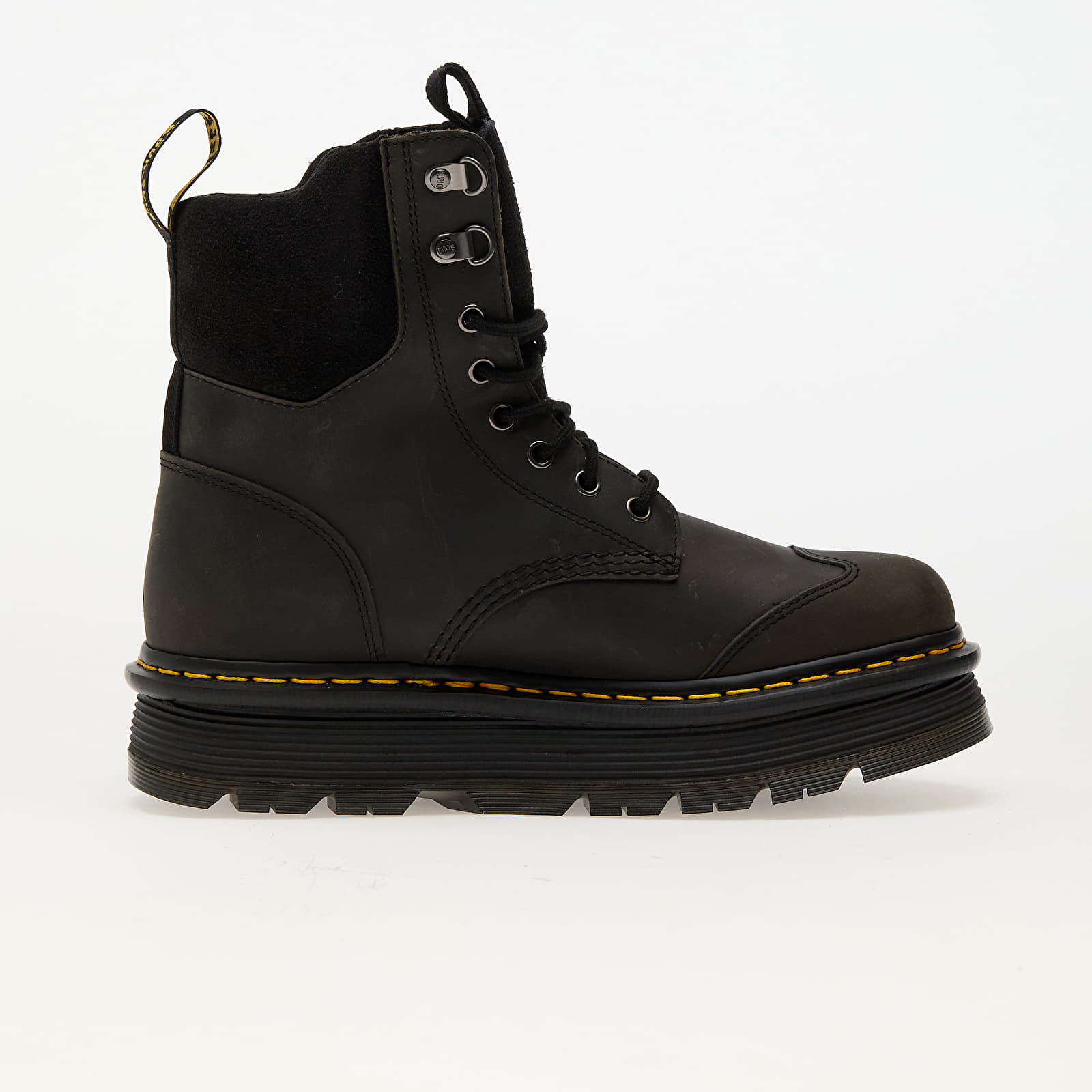 Pánské tenisky a boty Dr. Martens Zebzag 8 Tie Black E.H. Suede & Charcoal Grey Burnished Waxy Pull Up