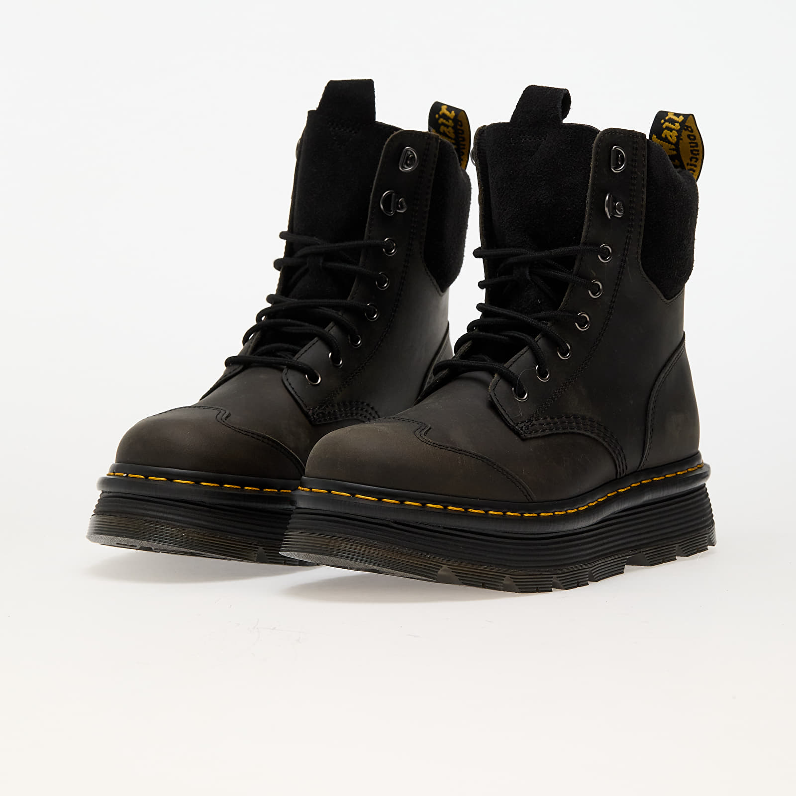 Pánské tenisky a boty Dr. Martens Zebzag 8 Tie Black E.H. Suede & Charcoal Grey Burnished Waxy Pull Up