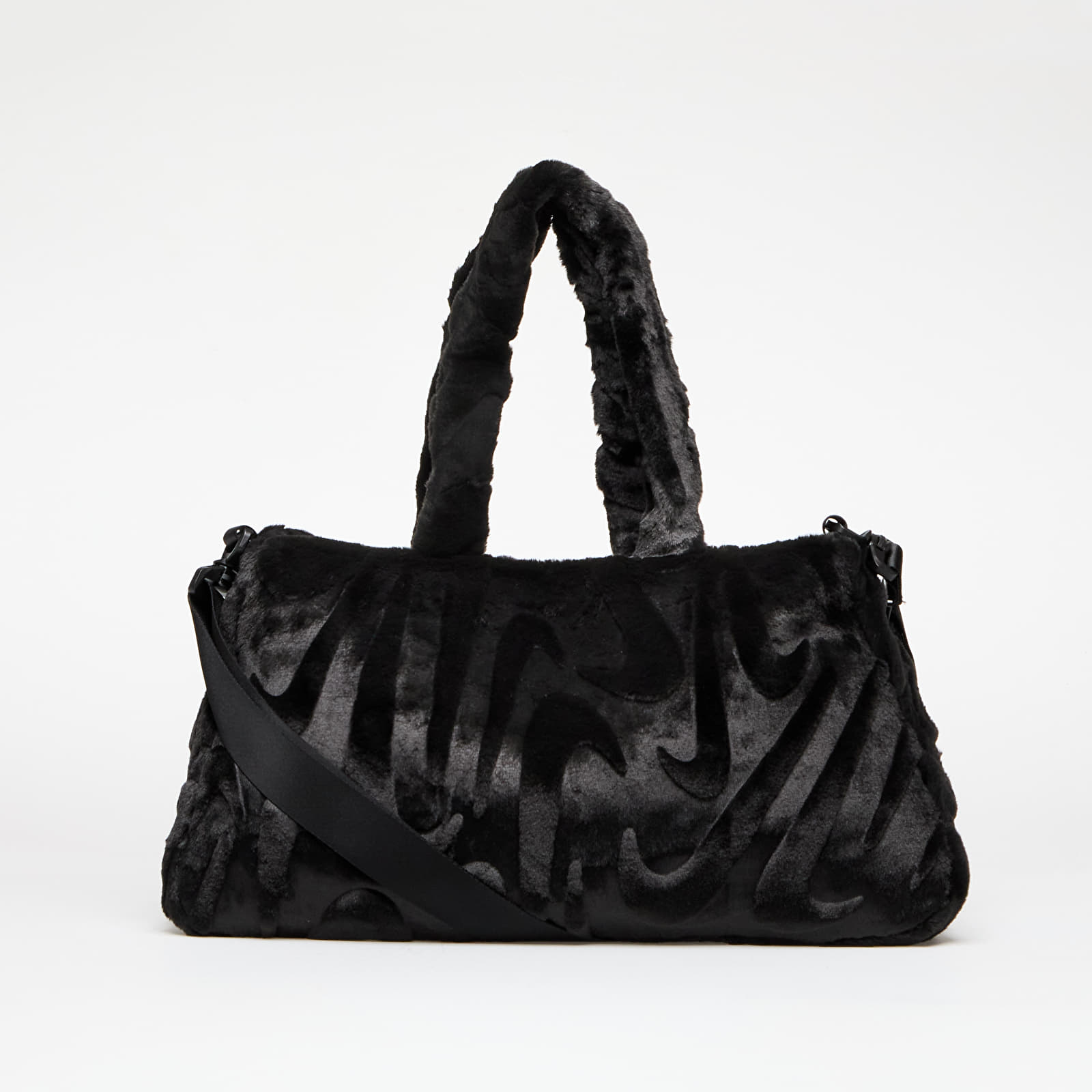 Borse a tracolla Nike Sportswear Faux Fur Tote Black/ Black/ Metallic Silver