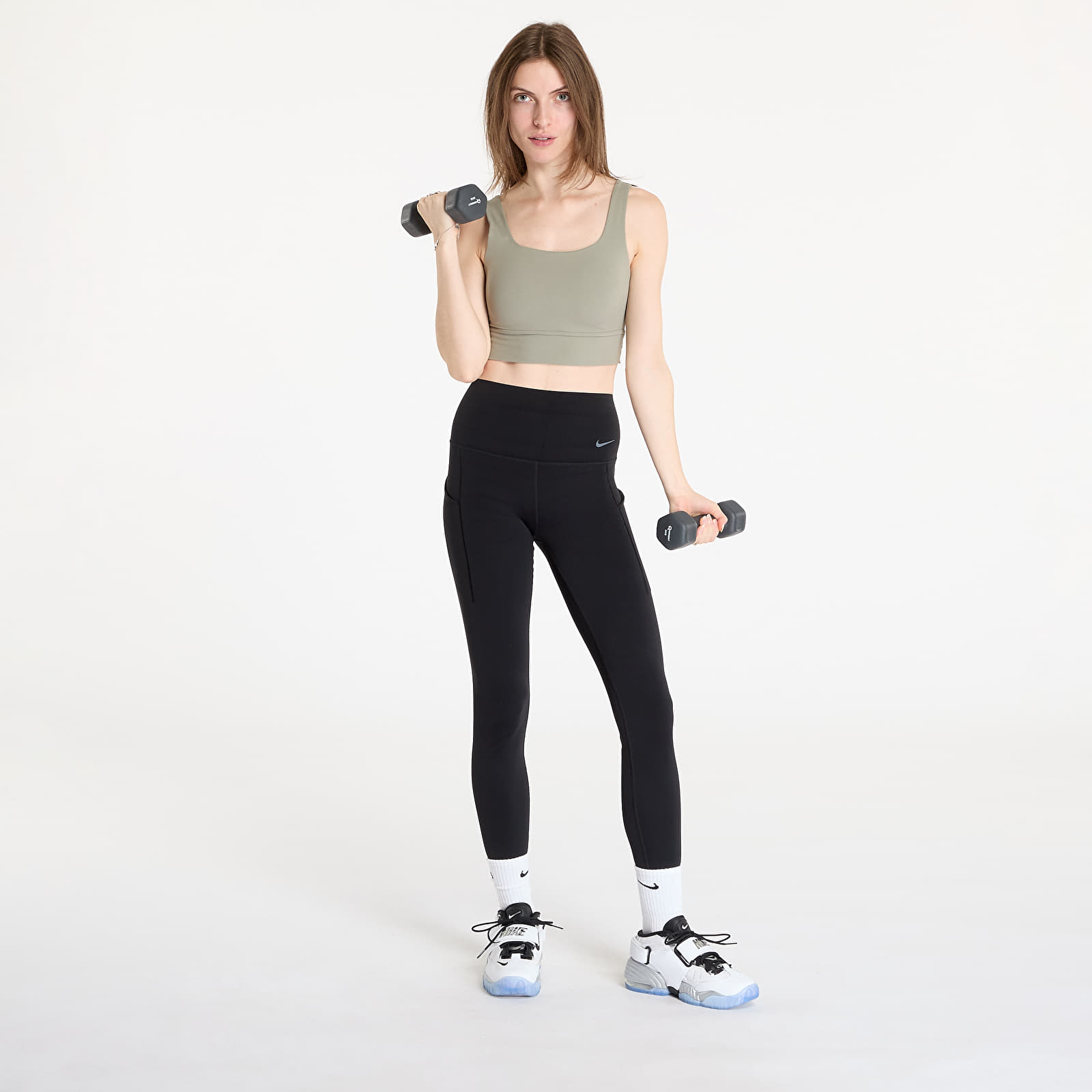 Bras Nike Zenvy Women's Medium-Support Padded Longline Sports Bra Light Army/ White