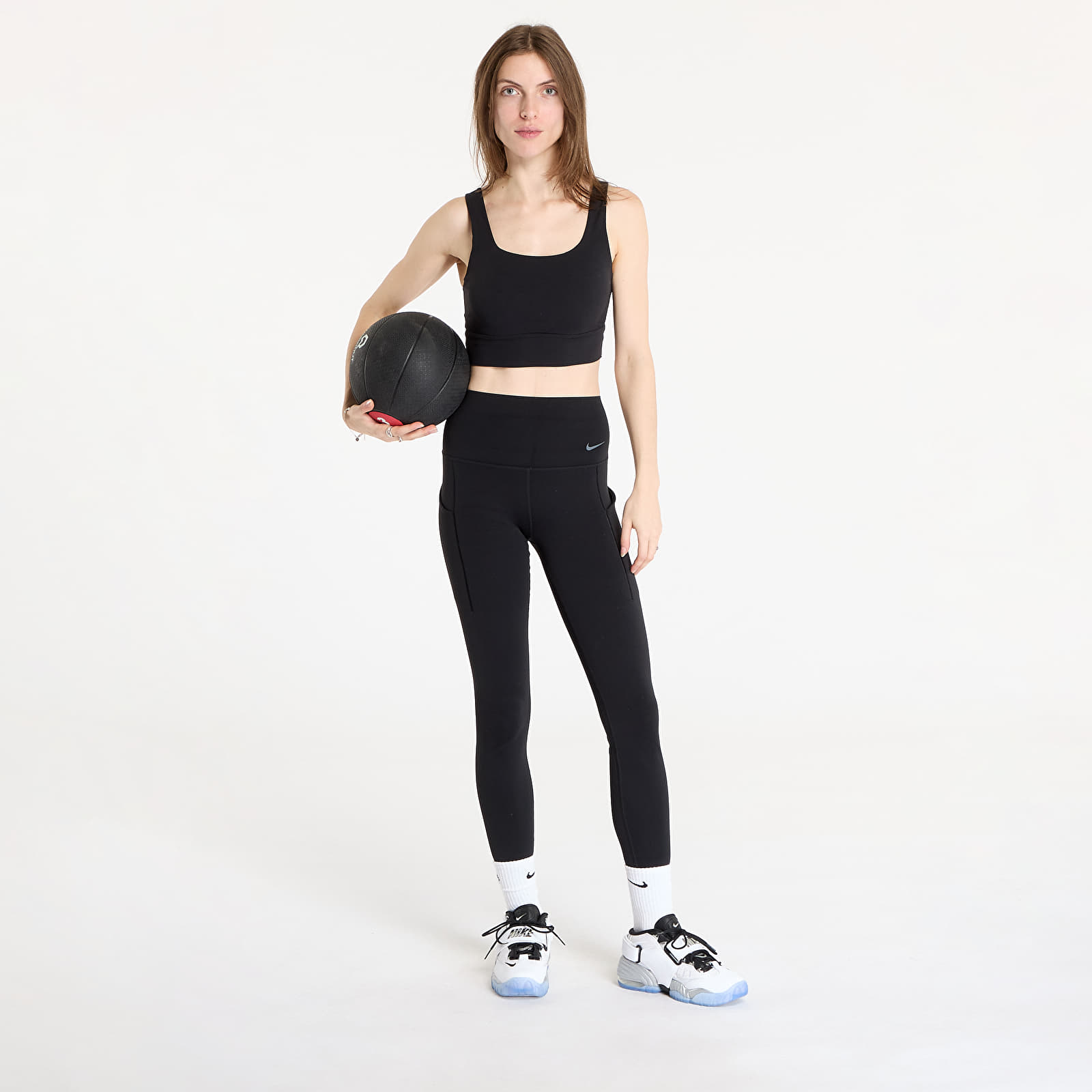 Women's Leggings Nike Universa Women's Medium-Support High-Waisted Full-Length Leggings with Pockets Black/ Black