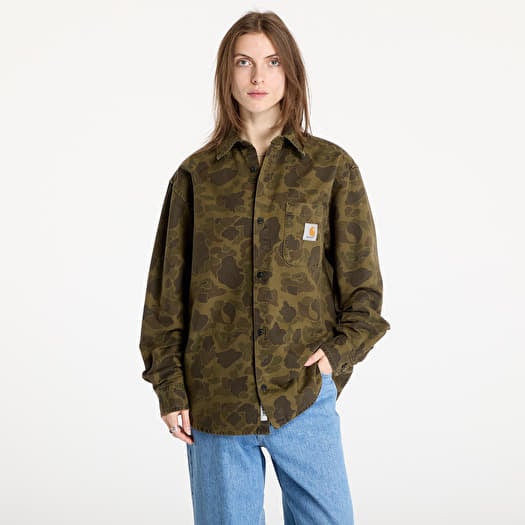 Carhartt WIP Long Sleeve Duck Shirt UNISEX Camo Duck/ Green/ Office Green Garment Dyed